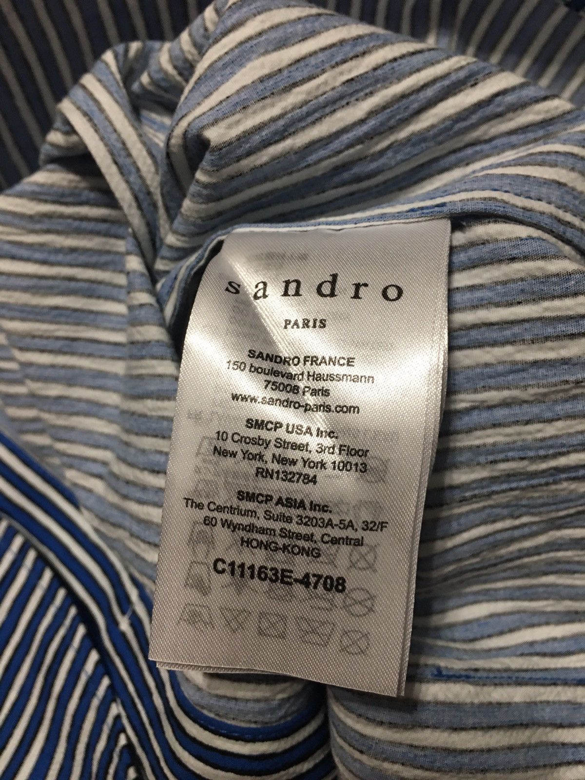 Sandro SANDRO Erine Blue Striped Ruffled-sleeve Shirt Blouse S Size S / US 4 / IT 40 - 11 Thumbnail