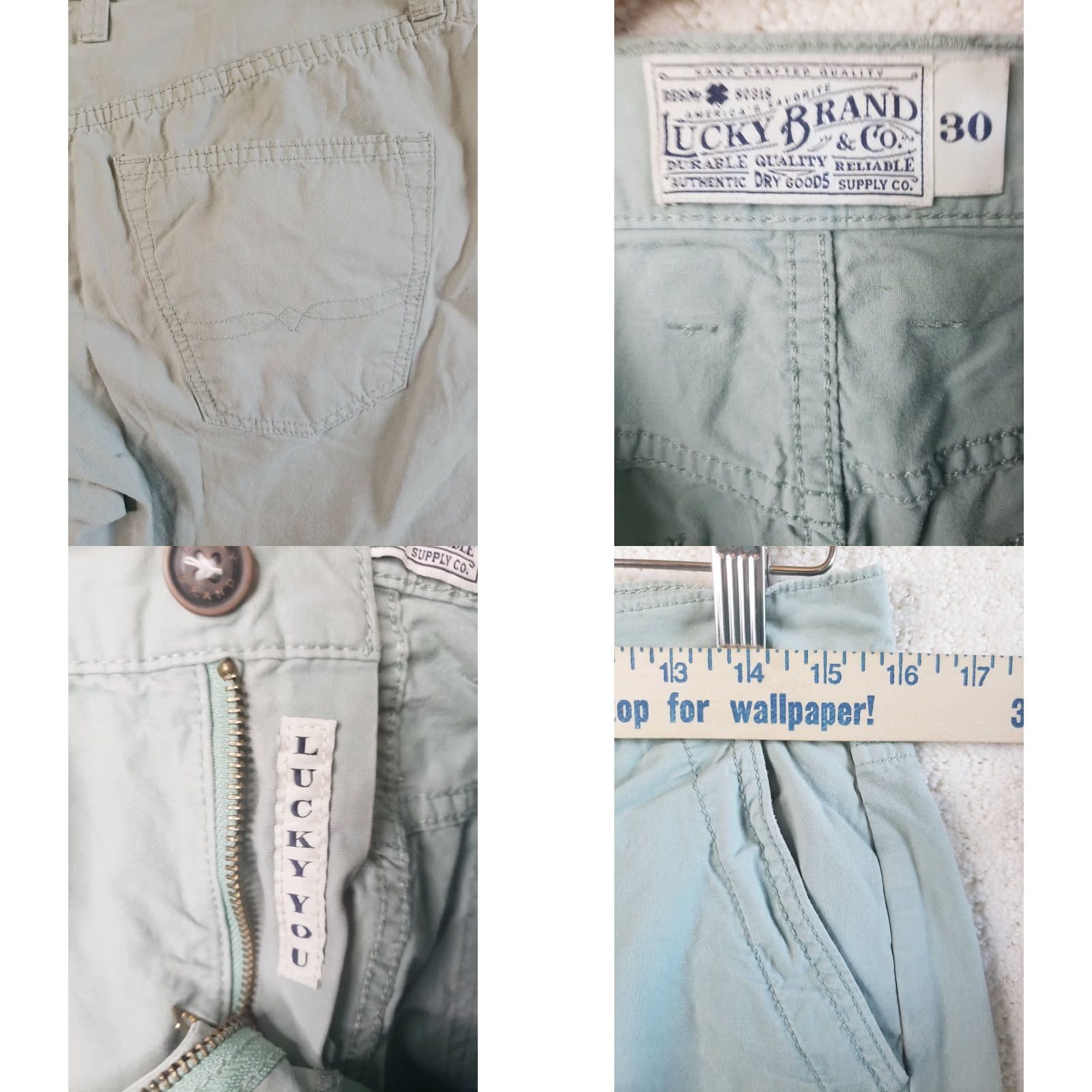 Lucky Brand Lucky Brand Men Chino Shorts Flat Front Slash Pockets Cotton Green 30 Regular XS? Size US 30 / EU 46 - 8 Thumbnail
