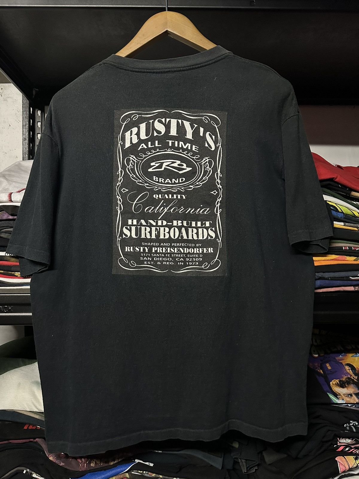 Vintage 90s Rusty Hand Built Surfboards Faded Tee