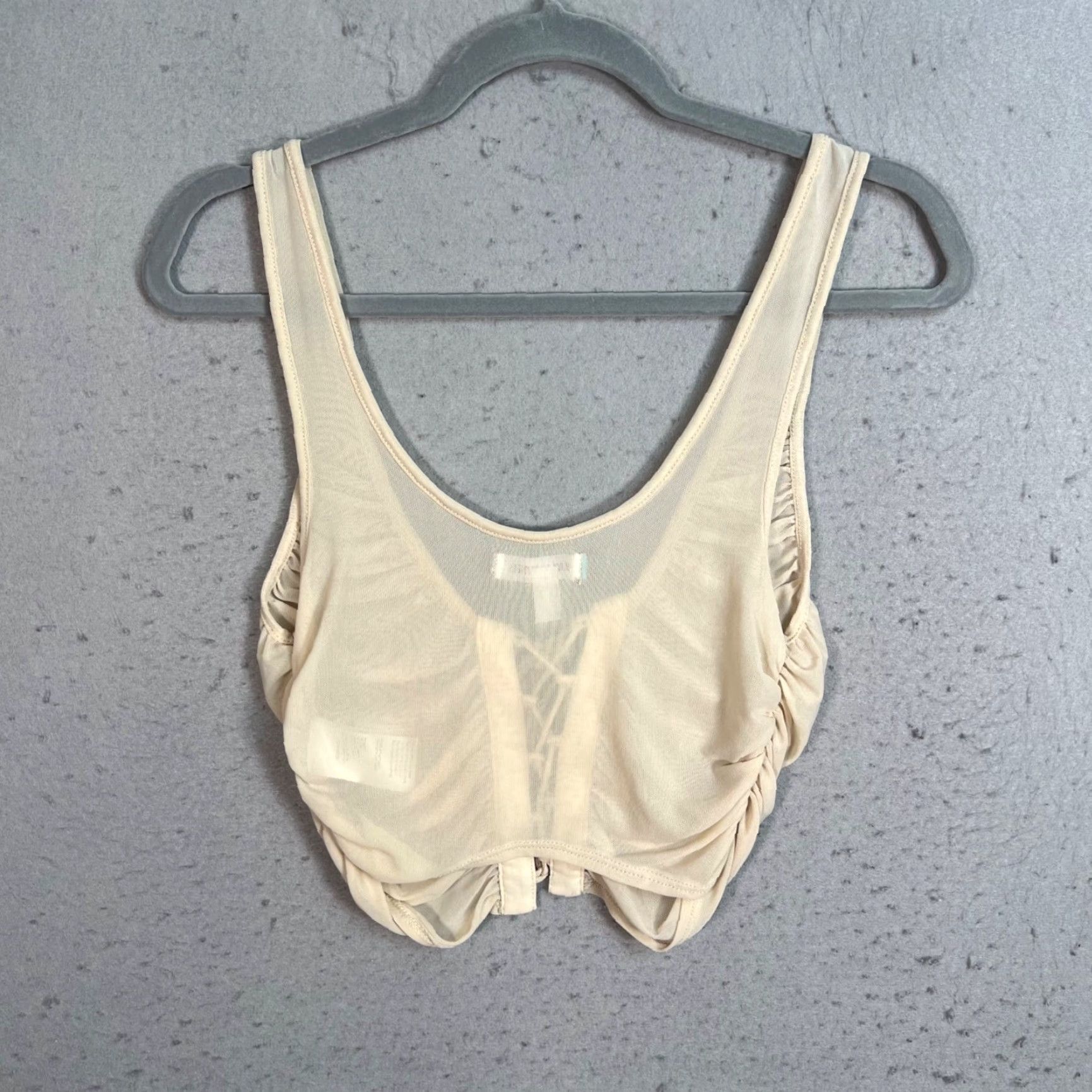 Urban Outfitters Banoufitters Beige Crop Top Womens M Ruched Cropped Nylon Shirt Urban Outfitters Style Size M / US 6-8 / IT 42-44 - 2 Thumbnail