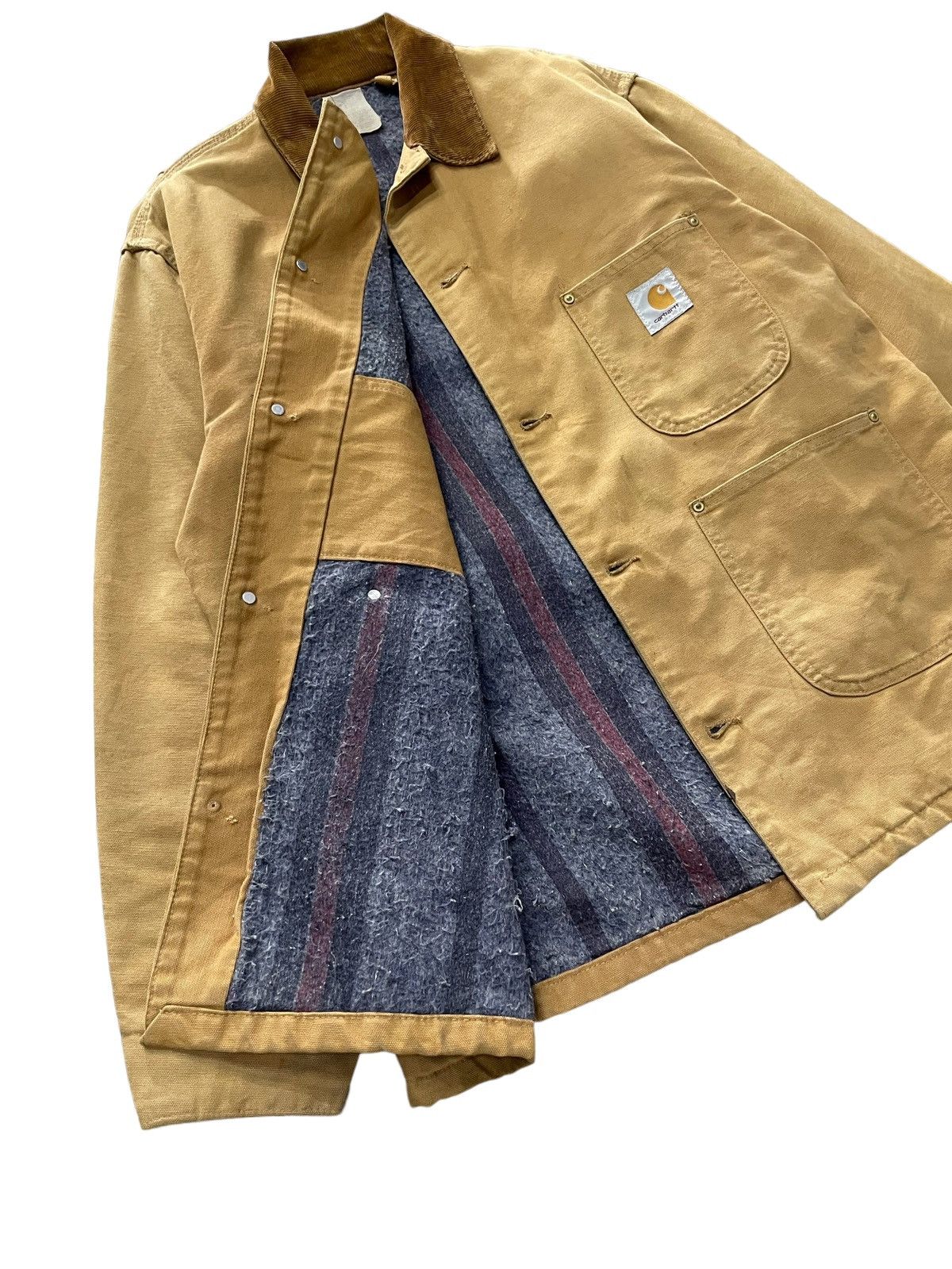 Carhartt × Vintage 80s Vintage Carhartt Blanked Lined Chore Jacket Made In USA Size US L / EU 52-54 / 3 - 3 Thumbnail
