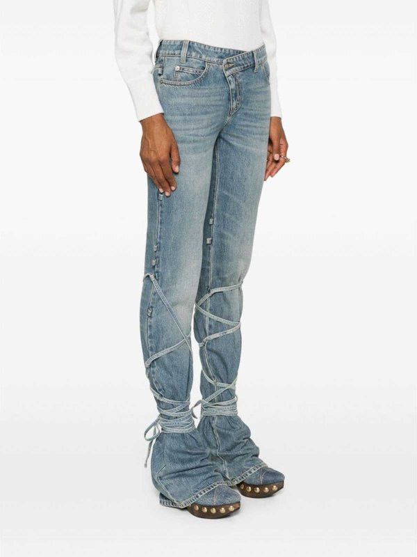 Alexander McQueen o1srvl11e0226 Tied Jeans In Blue Size 27" / US 4 / IT 40 - 2 Thumbnail