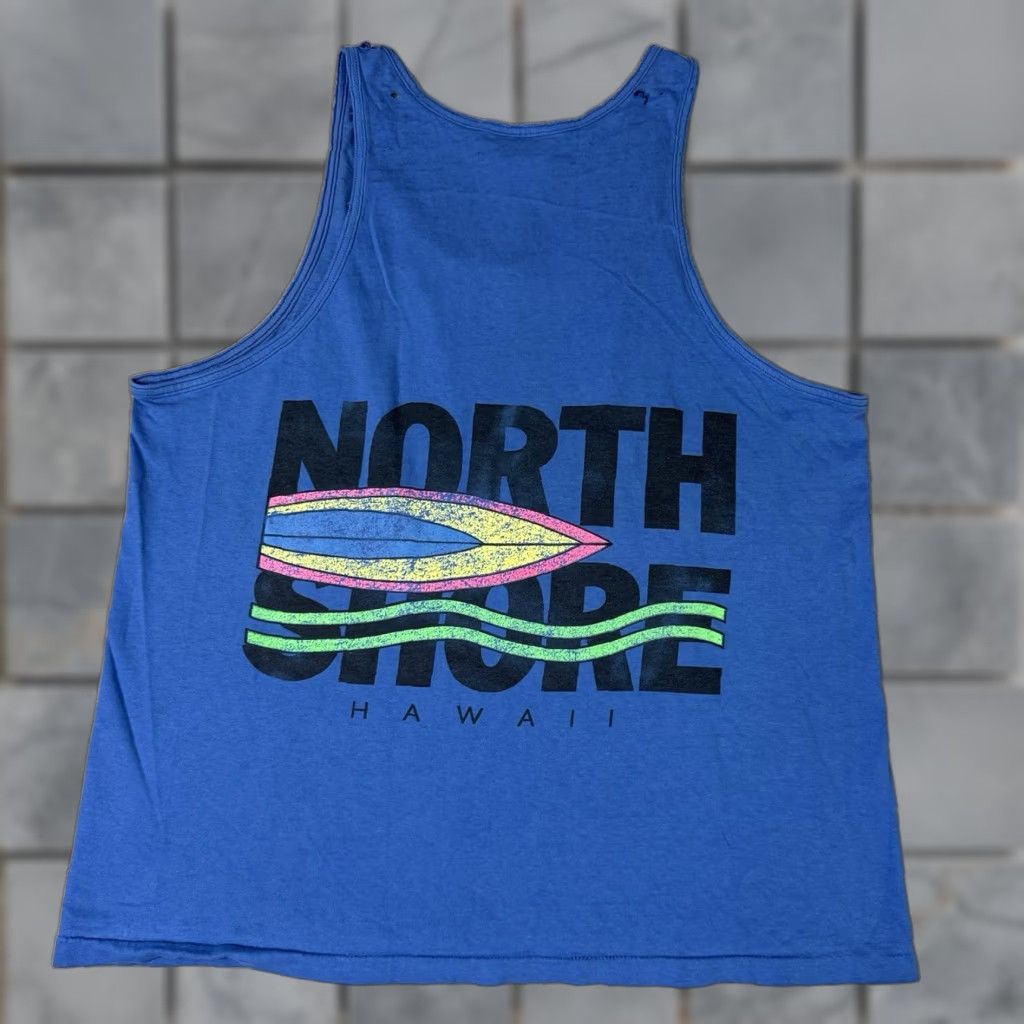Hanes VINTAGE North Shore Tank Top Mens Large Blue USA Hawaii Surfing Rare Hanes Shirt Size US L / EU 52-54 / 3 - 1 Thumbnail
