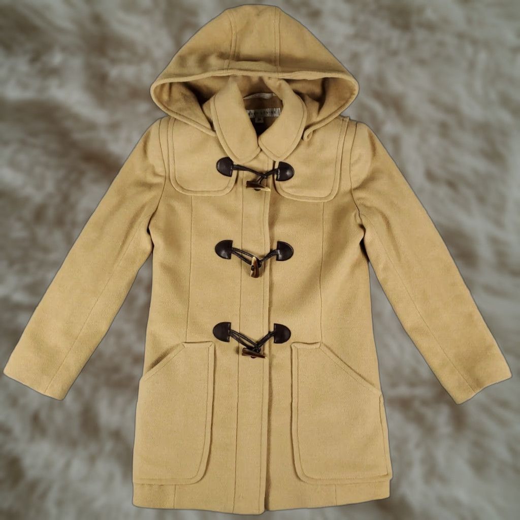 Camel VINTAGE Larry Levine Coat Women's Short Parka Wool Duffle Jacket Fall Winter Feminine Brown Size XS / US 0-2 / IT 36-38 - 1 Thumbnail