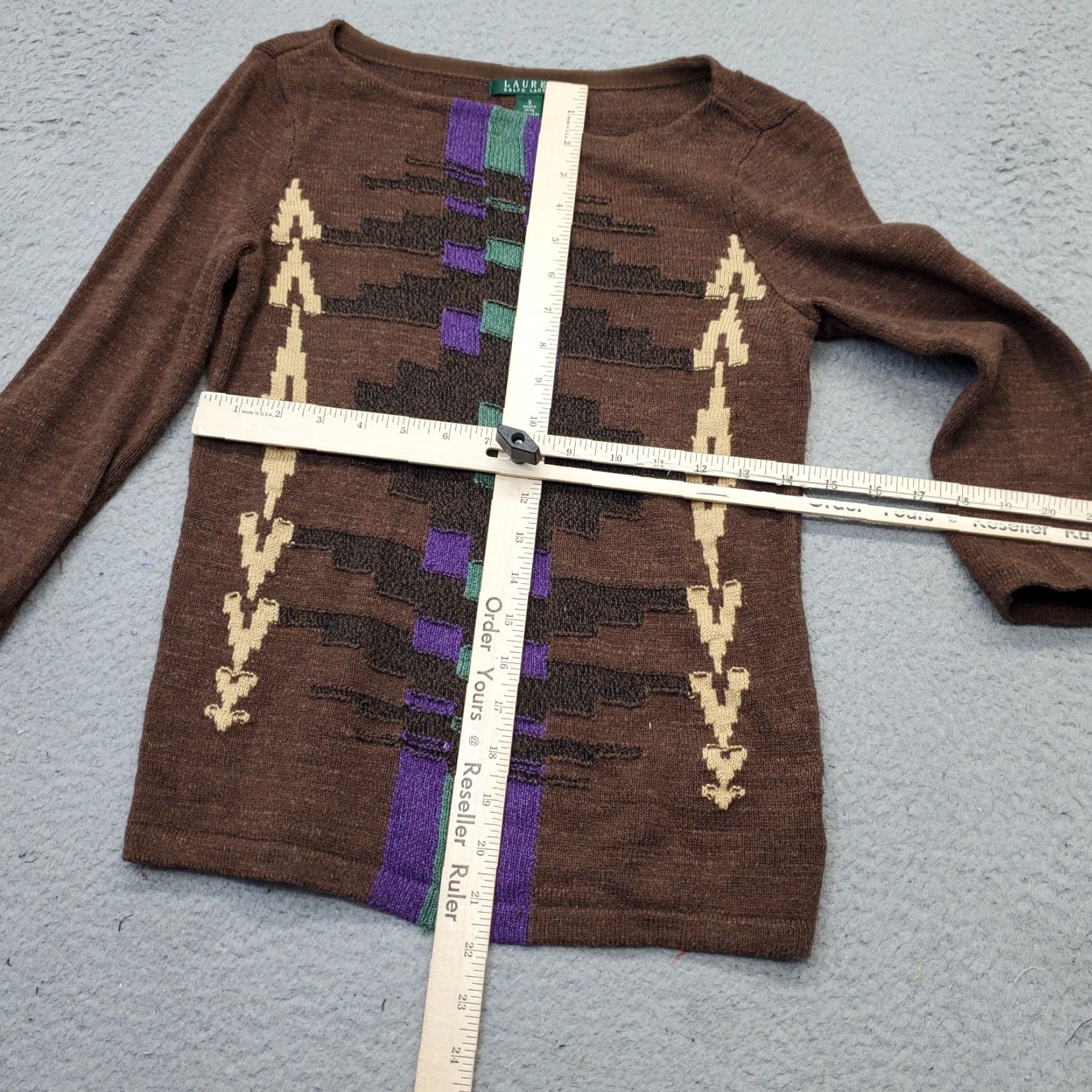 Ralph Lauren Lauren Ralph Lauren Southwest Art-to-Wear Sweater Womens Size S Brown Aztec Print Size S / US 4 / IT 40 - 3 Thumbnail