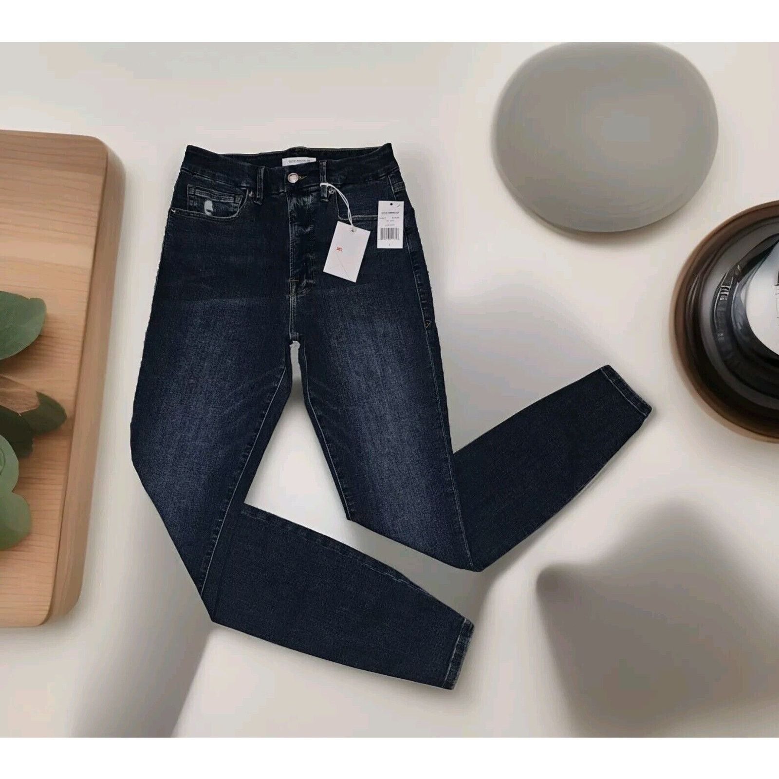 Good American GOOD AMERICAN Good Legs High Rise Released Frayed Hem Skinny Size 27" / US 4 / IT 40 - 1 Thumbnail