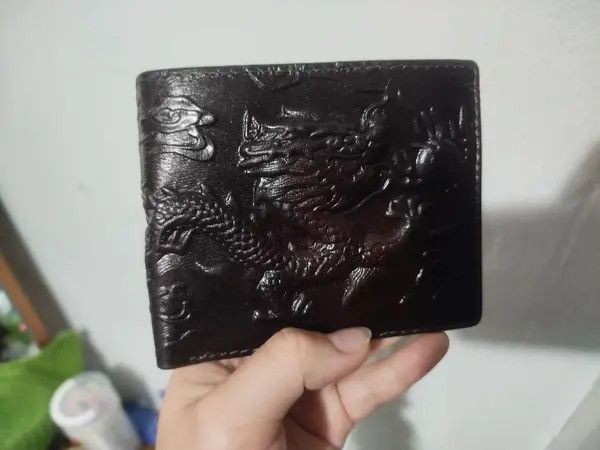 Genuine Leather Dragon Pattern Short Wallet Size ONE SIZE - 5 Thumbnail