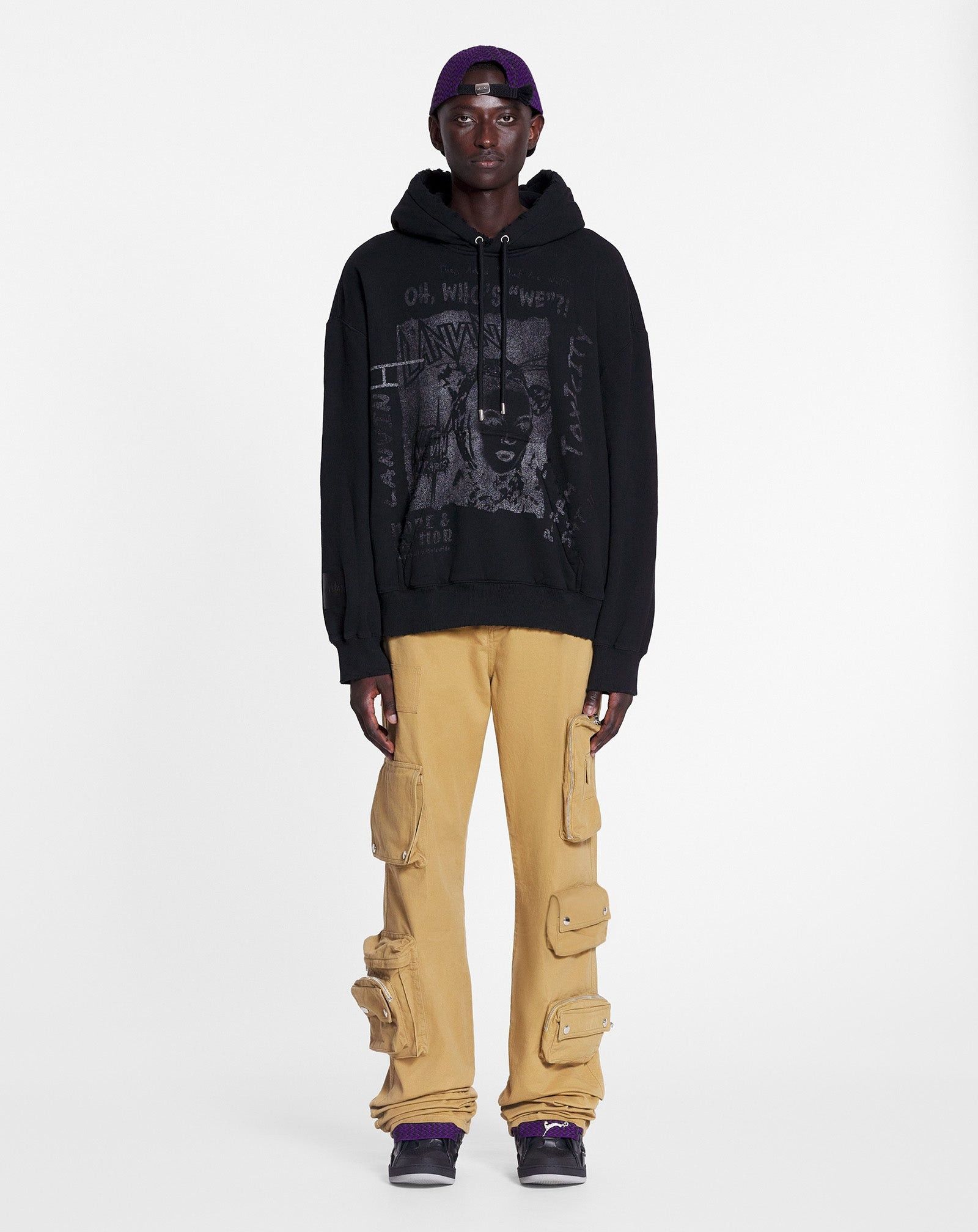 Lanvin o1mle0825 Unisex Loose-Fit Printed Hoodie in Black Size US XS / EU 42 / 0 - 3 Thumbnail