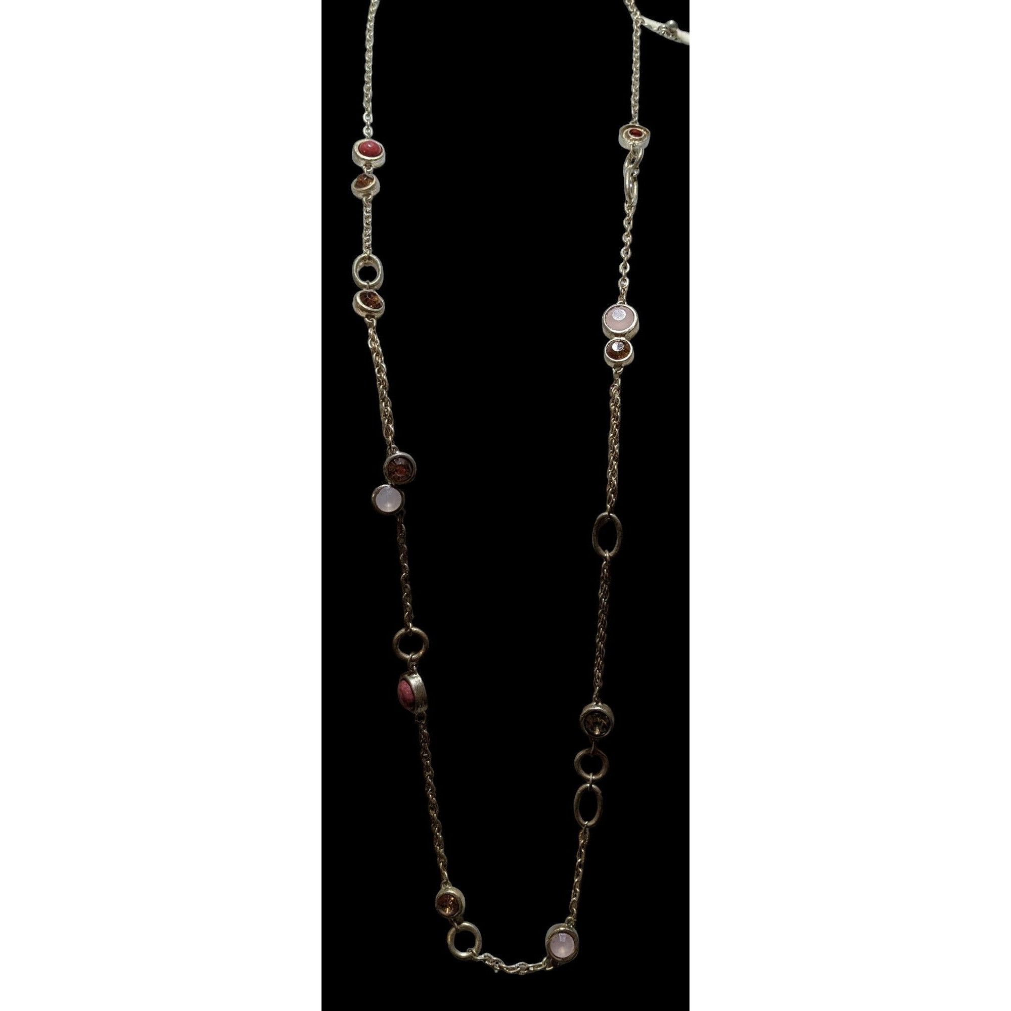 Chicos Chico's Pink And Gold Gemmed Opera Necklace Size ONE SIZE - 3 Thumbnail