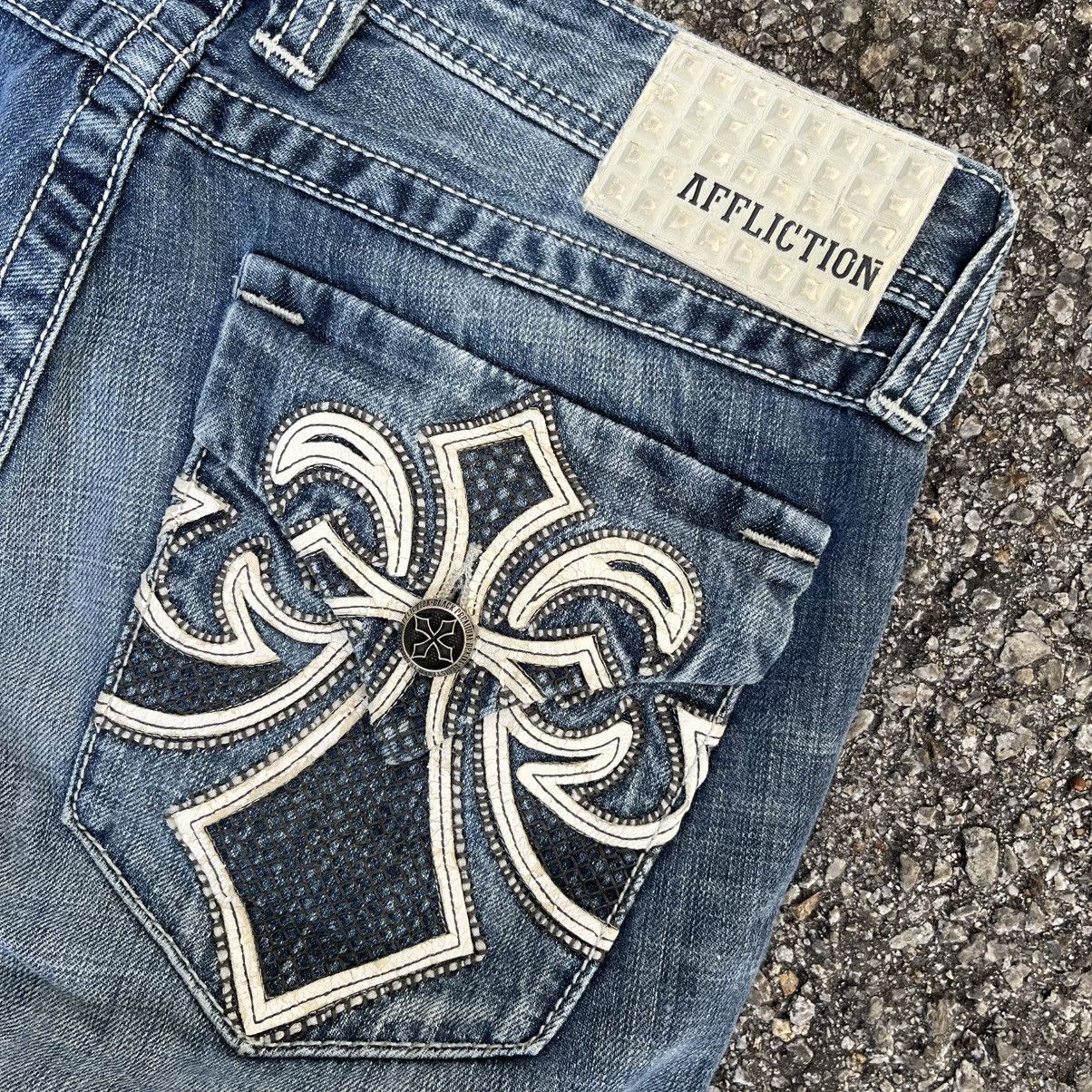 Affliction Vintage Y2K Affliction Jeans Blake Tribal Cross Skulls Size US 32 / EU 48 - 12 Thumbnail