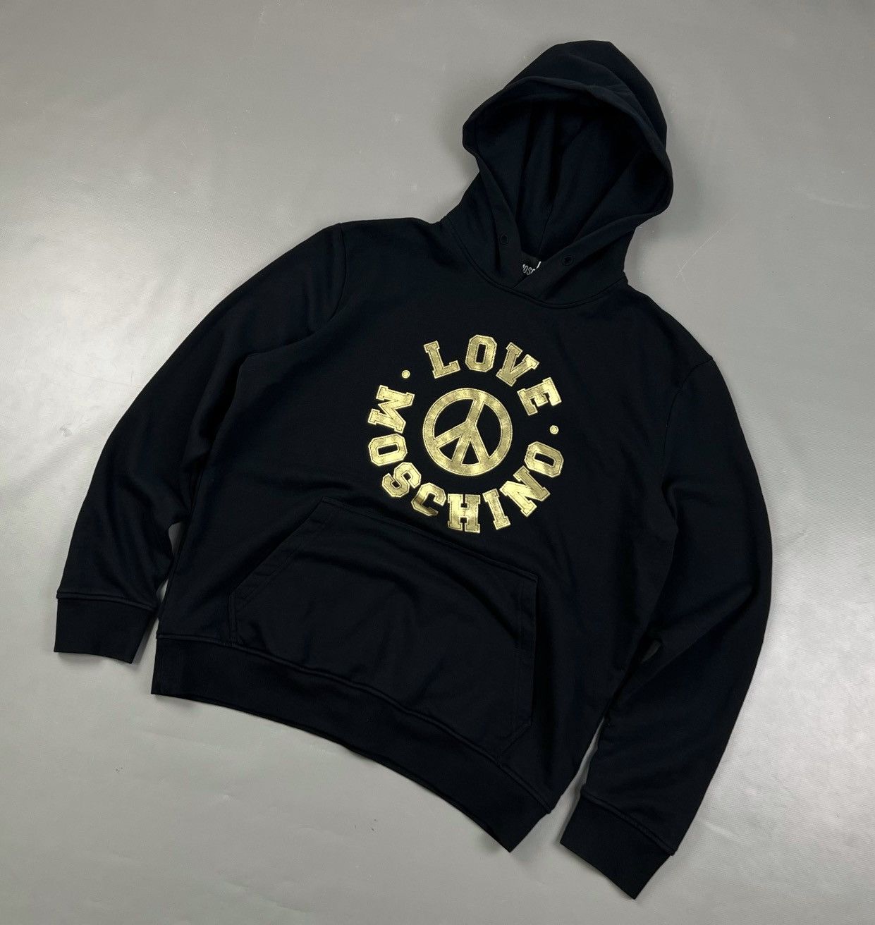 Auth Men's LOVE MOSCHINO Black Big Logo Hoodie Jacket