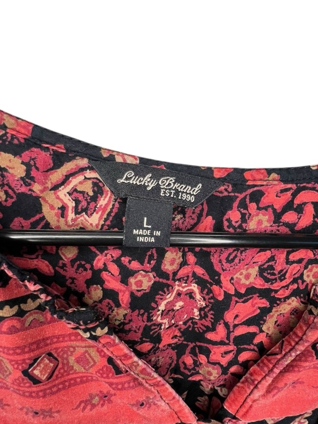 Lucky Brand Lucky Brand Boho Floral Long Sleeve Shirt With Split Neck Size L / US 10 / IT 46 - 3 Thumbnail