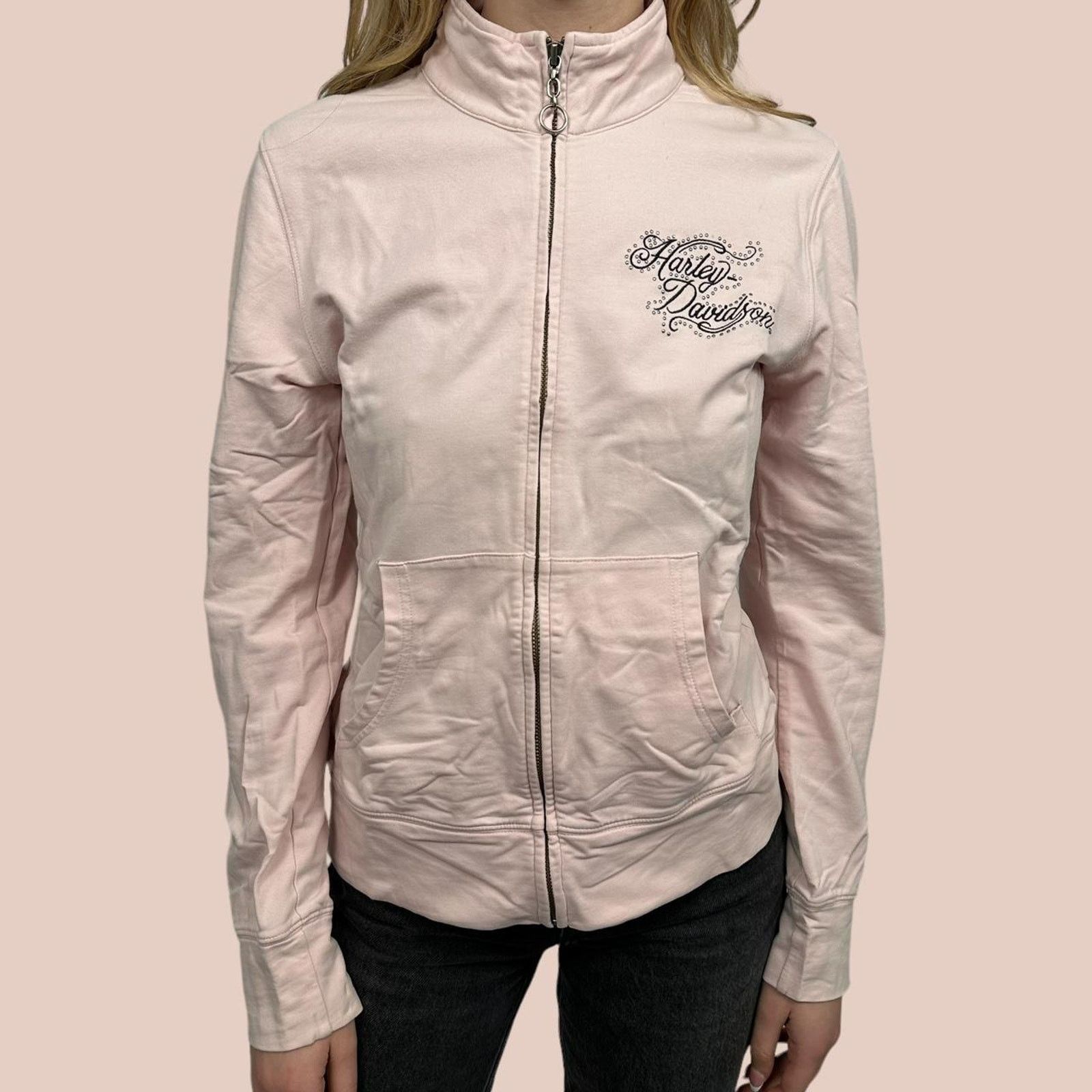 Harley Davidson Vintage womens pink harley davidson zipup Sweater Size XL / US 12-14 / IT 48-50 - 1 Thumbnail