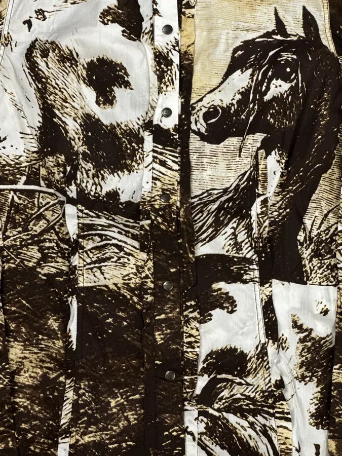 Just Cavalli 2000s Cavalli Brown & Beige Horse Ranch Shirt Size S / US 4 / IT 40 - 8 Thumbnail