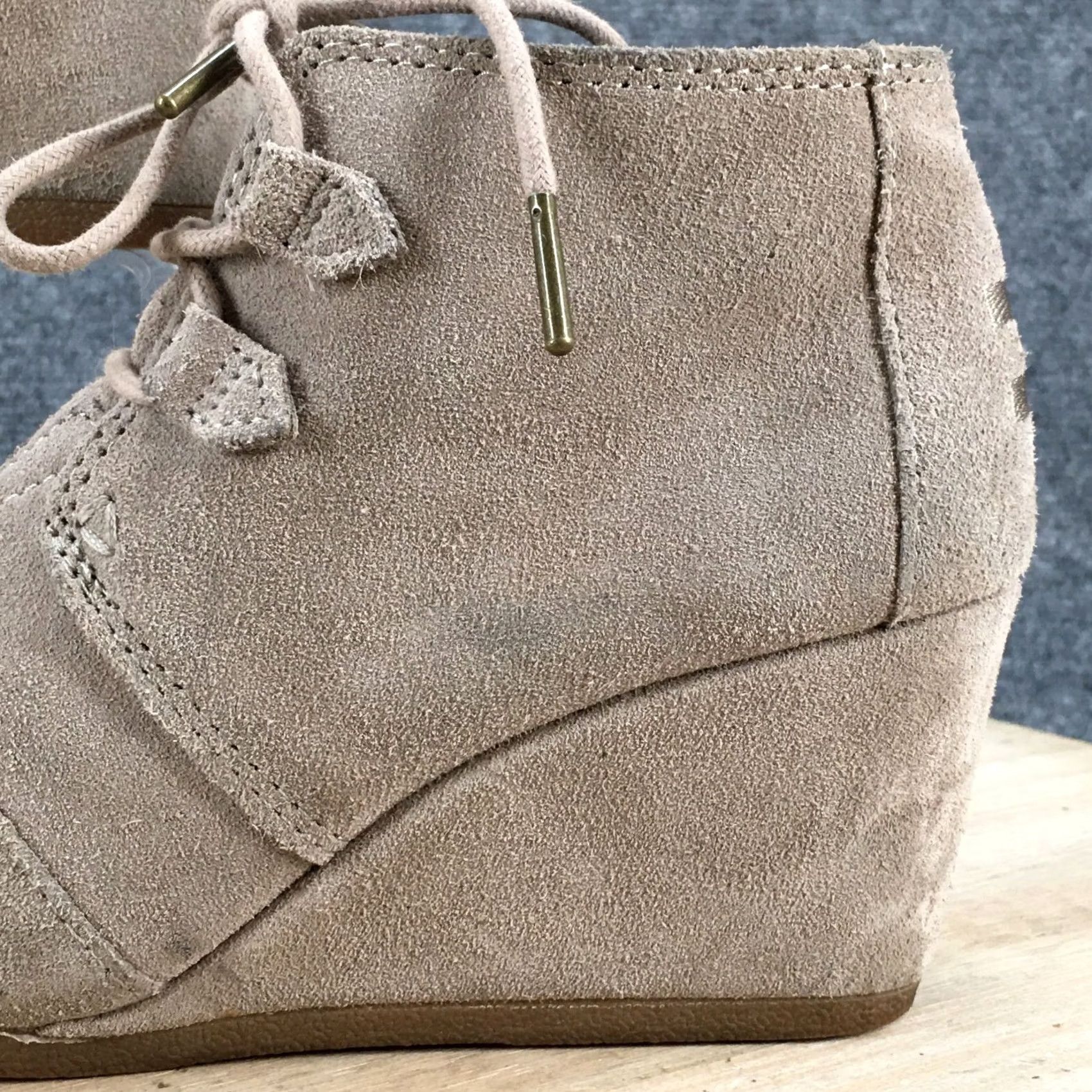 Toms TOMS Boots Women's 7 Wedge Desert Ankle Bootie Lace Up Brown Suede Comfort Casual Shoe Shoes Size US 7 / IT 37 - 3 Thumbnail