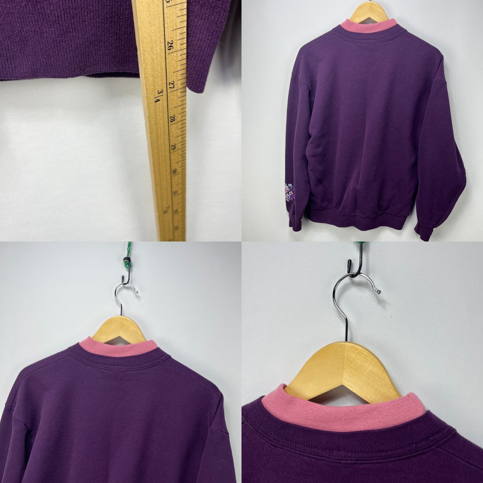 Vintage VINTAGE Flowers Grandma Morning Sun Sweatshirt Long Sleeve Pullover Made in USA Large Purple 90s Mens Sweatshirt Size US L / EU 52-54 / 3 - 8 Thumbnail