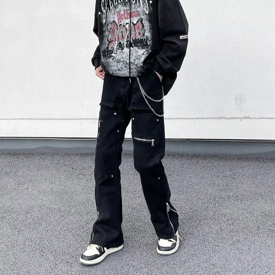 Japanese Brand × Jean Retro loose zipper straight leg jeans Size US 32 / EU 48 - 1 Thumbnail