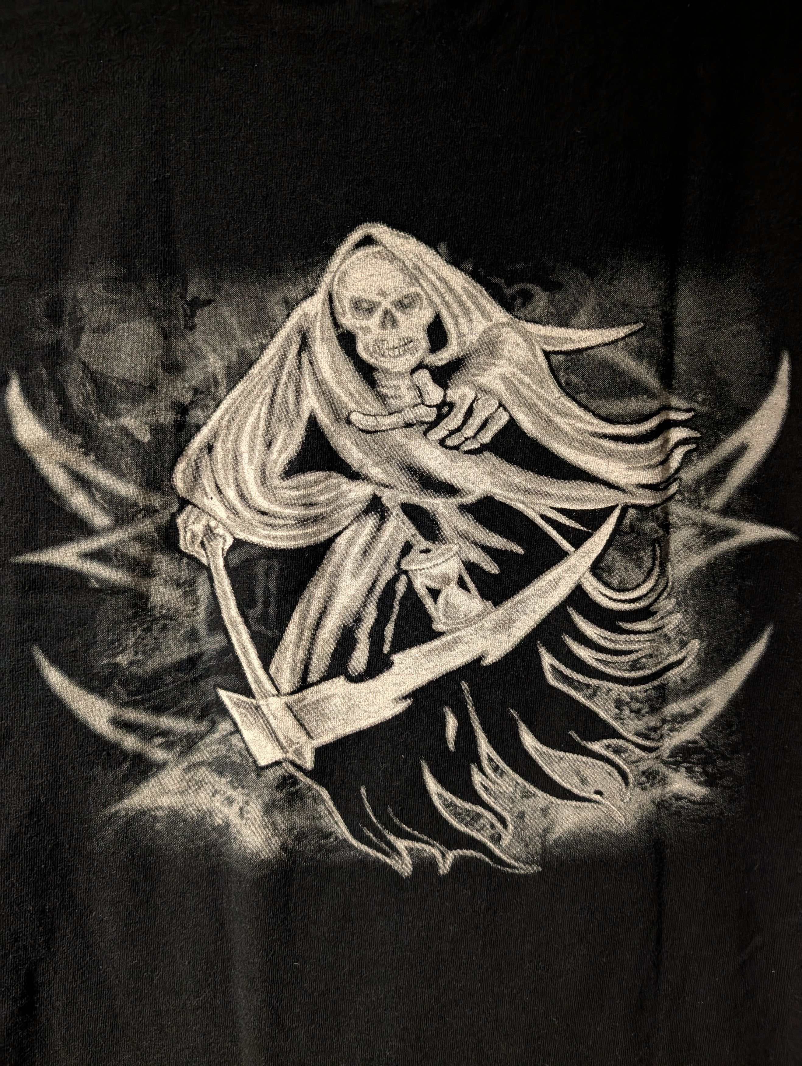 Arts & Science Vintage Y2K Skeleton Grim Reaper Scythe Black Large T-Shirt Size US L / EU 52-54 / 3 - 2 Thumbnail