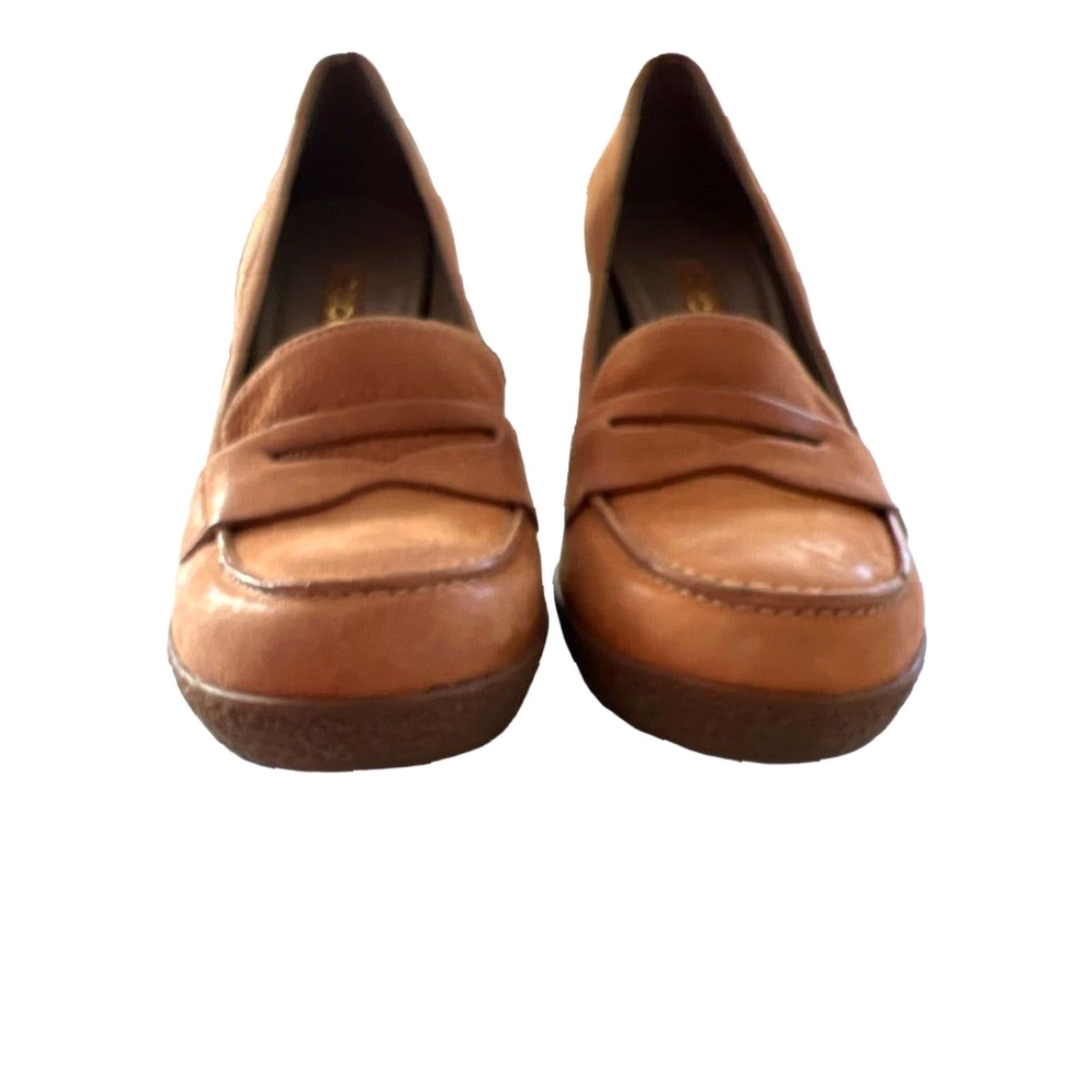 Ecco ECCO Heel Pump Women Leather Slip On Tan Rubber Sole High Block Heel 3.75" Comfort Cushioned M 6.5 37 Vintage No Size US 7 / IT 37 - 5 Thumbnail