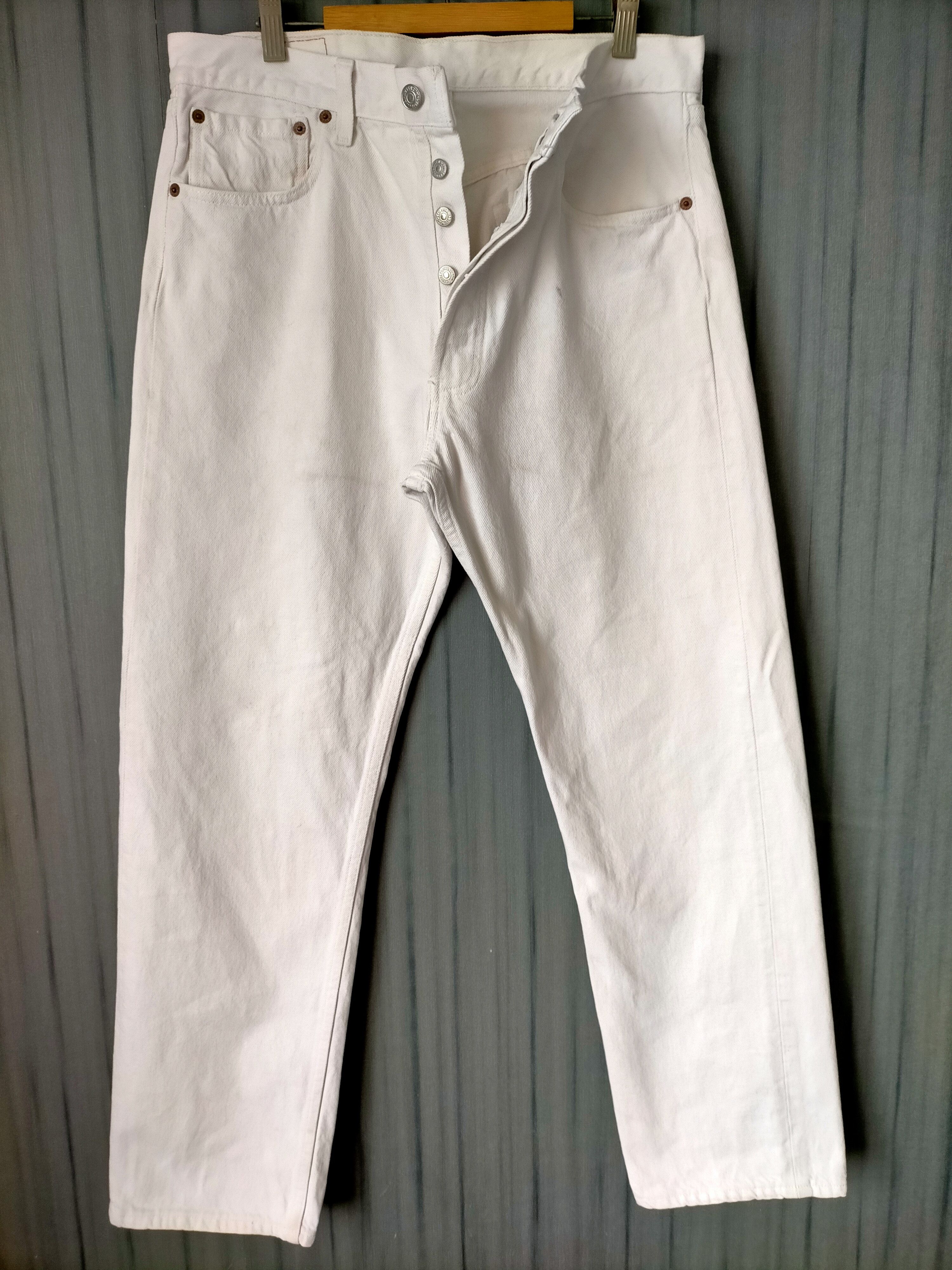 Levi's Vintage Clothing Vintage Levis 501 Usa Button Fly White Jeans Size US 33 - 3 Thumbnail