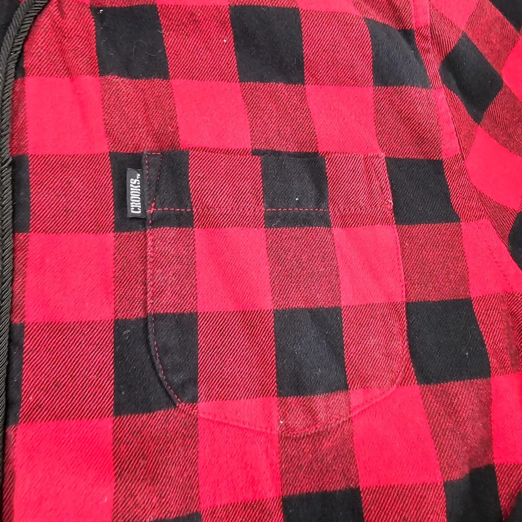 Crooks & Castles Crooks & Castles Shirt Mens M Red Plaid Flannel Knit Hooded Shacket Size US M / EU 48-50 / 2 - 4 Thumbnail