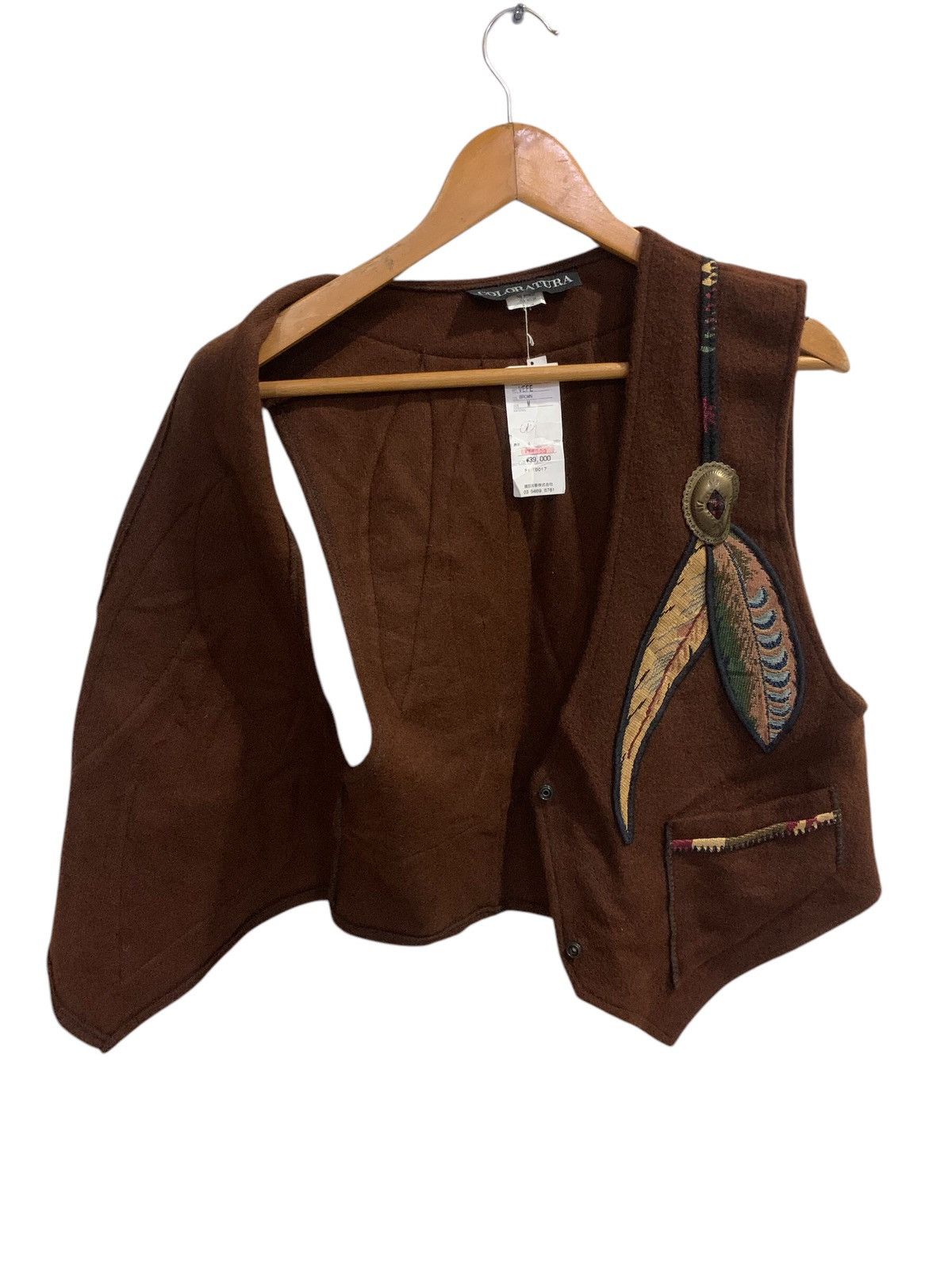 Native × Vintage Vintage Brown Wool Native American Feather Embroidery Size US M / EU 48-50 / 2 - 4 Thumbnail