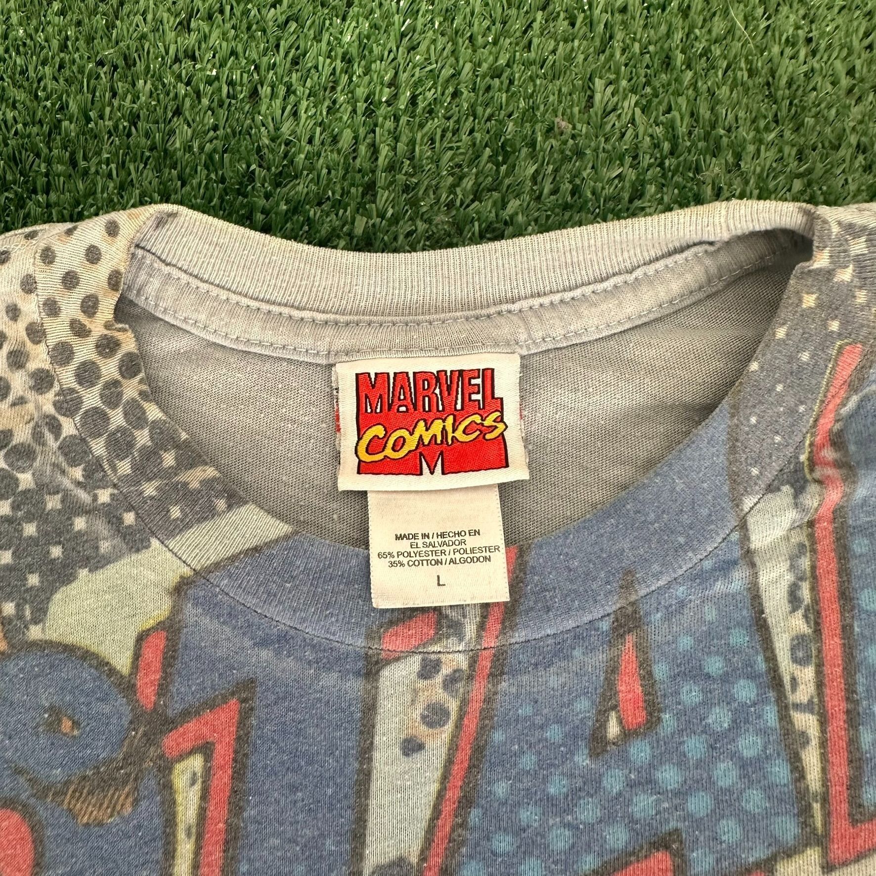 Marvel Comics Vintage Y2K Captain America T-Shirt All Over Print AOP Tee Size US L / EU 52-54 / 3 - 4 Thumbnail