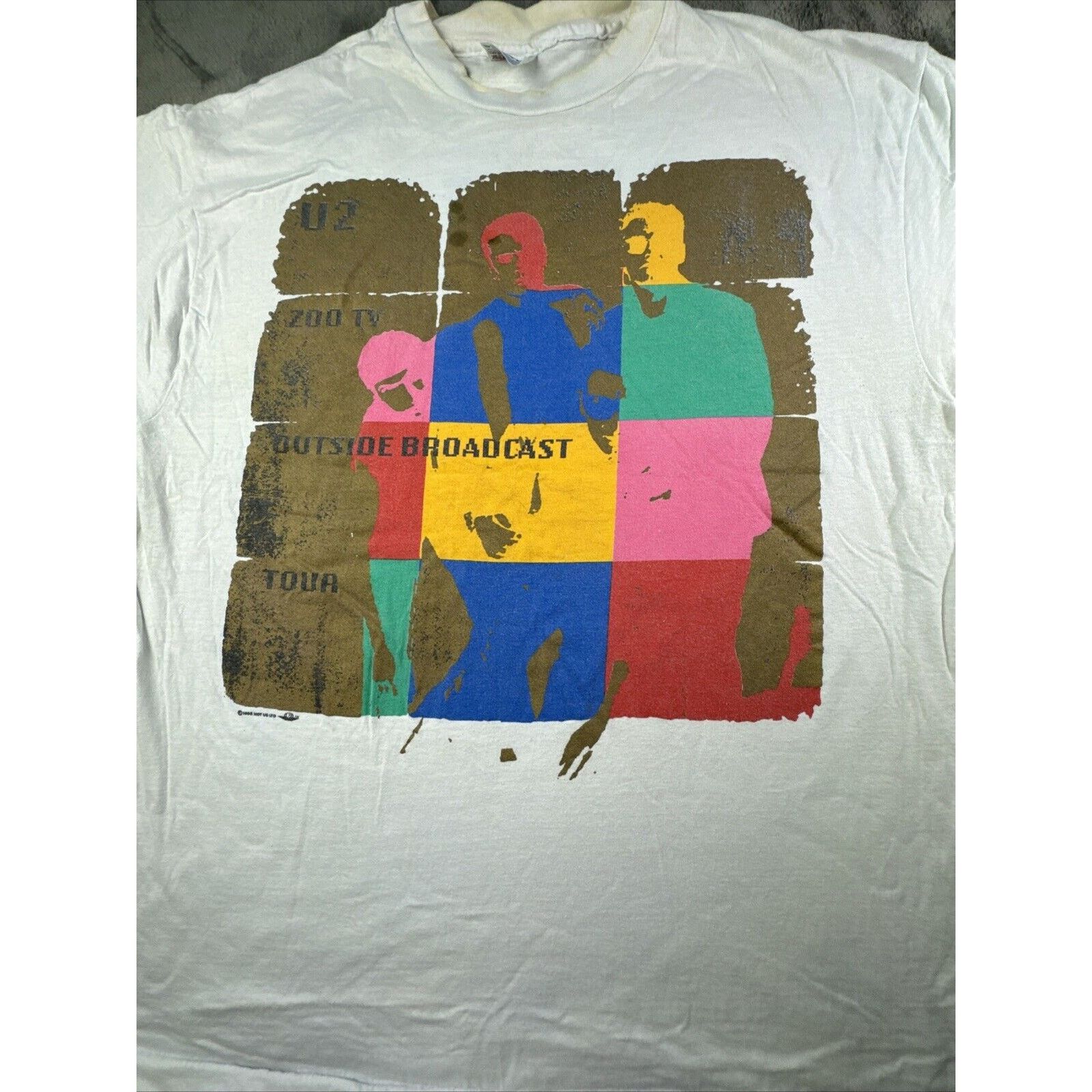 Hanes Vintage U2 Zoo Tv Outside Broadcast T-Shirt XL White Band Size US XL / EU 56 / 4 - 2 Thumbnail