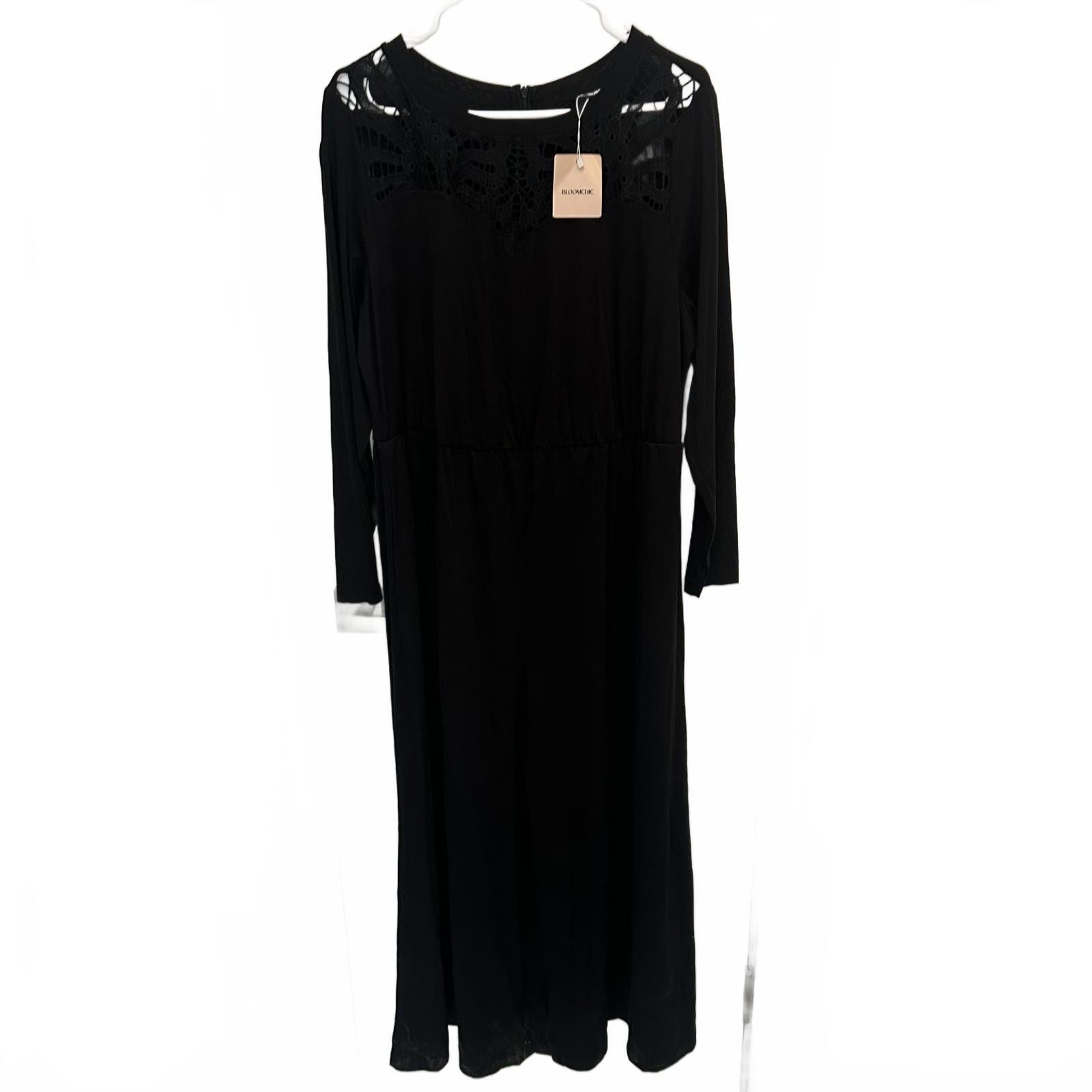 Designer Elegant Black Long Sleeve Dress by Bloom Chic Size XL / US 12-14 / IT 48-50 - 1 Thumbnail