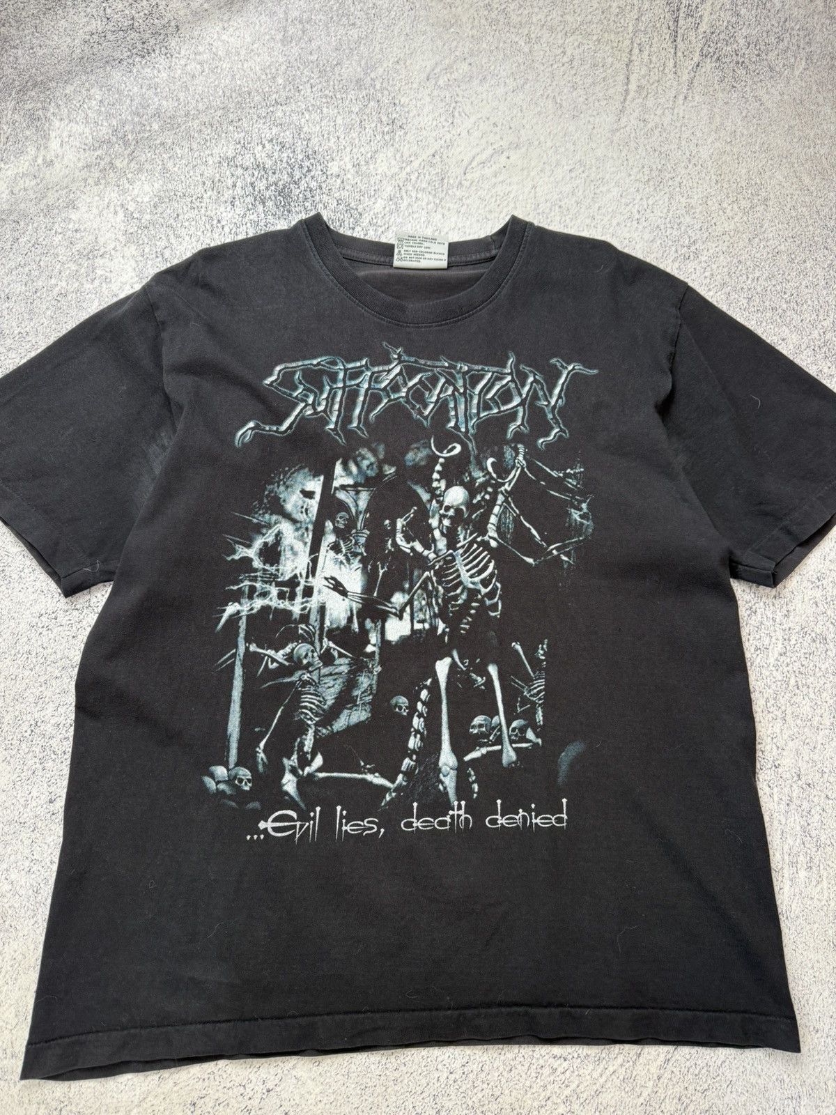 Vintage SUFFOCATION Evil Lies Death Denied Tshirt Souls To Deny 2005 Size US L / EU 52-54 / 3 - 7 Thumbnail