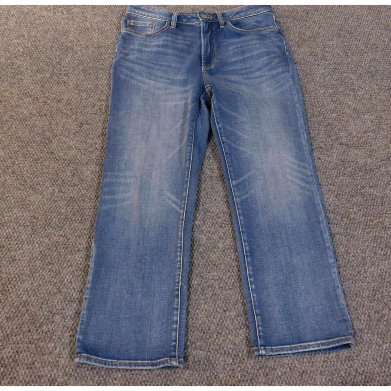 Vintage Chicos Jeans 0.5 Blue Straight Crop High Rise Womens Denim Casual Jeans 26in Inseam Regular Rise Zipper Cotton Blend Polyester Designer 90s? Size 25" / US 0 / IT 36 - 2 Thumbnail