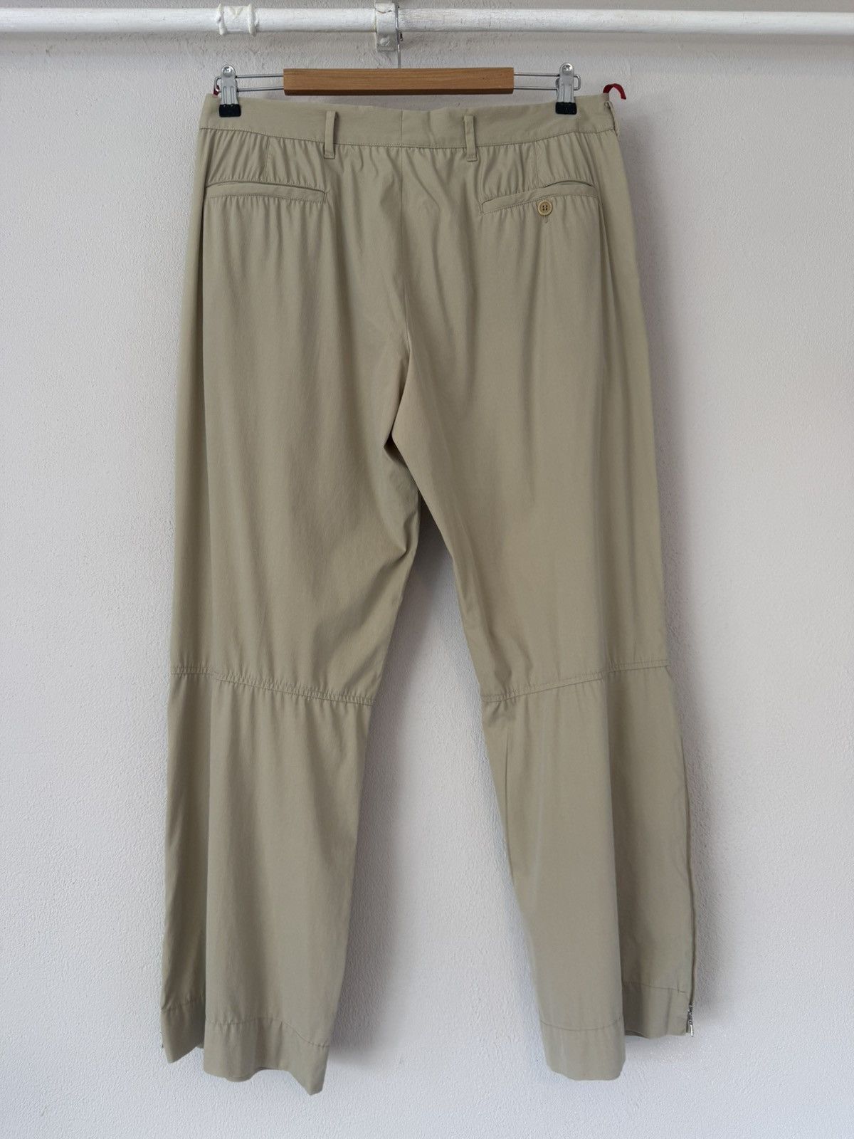 Beige Tech Cotton Trousers with Zip Cuffs