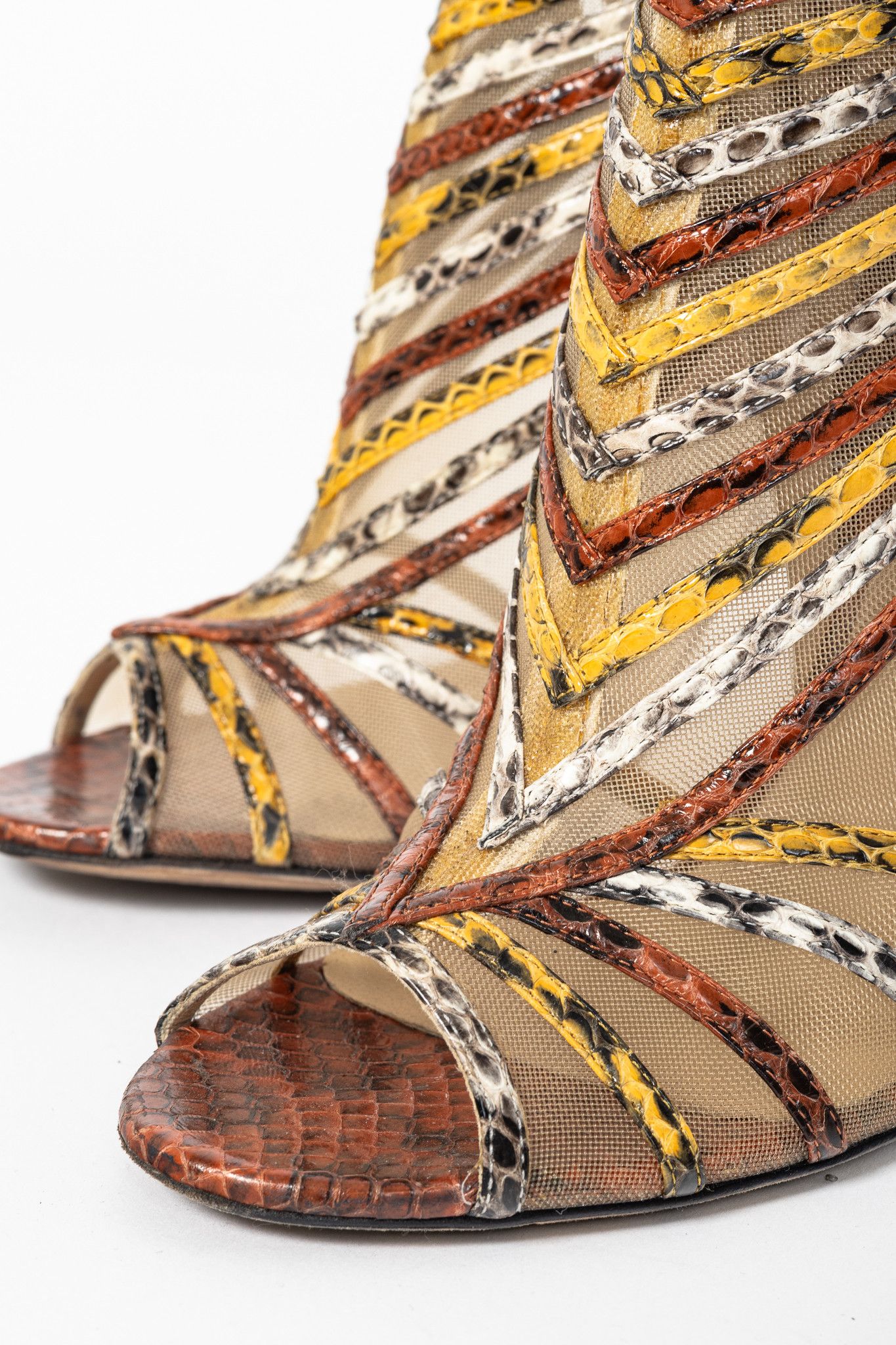 Jimmy Choo Jimmy Choo Kara Red Snake-Embossed Leather Sandals Size US 9 / IT 39 - 7 Thumbnail