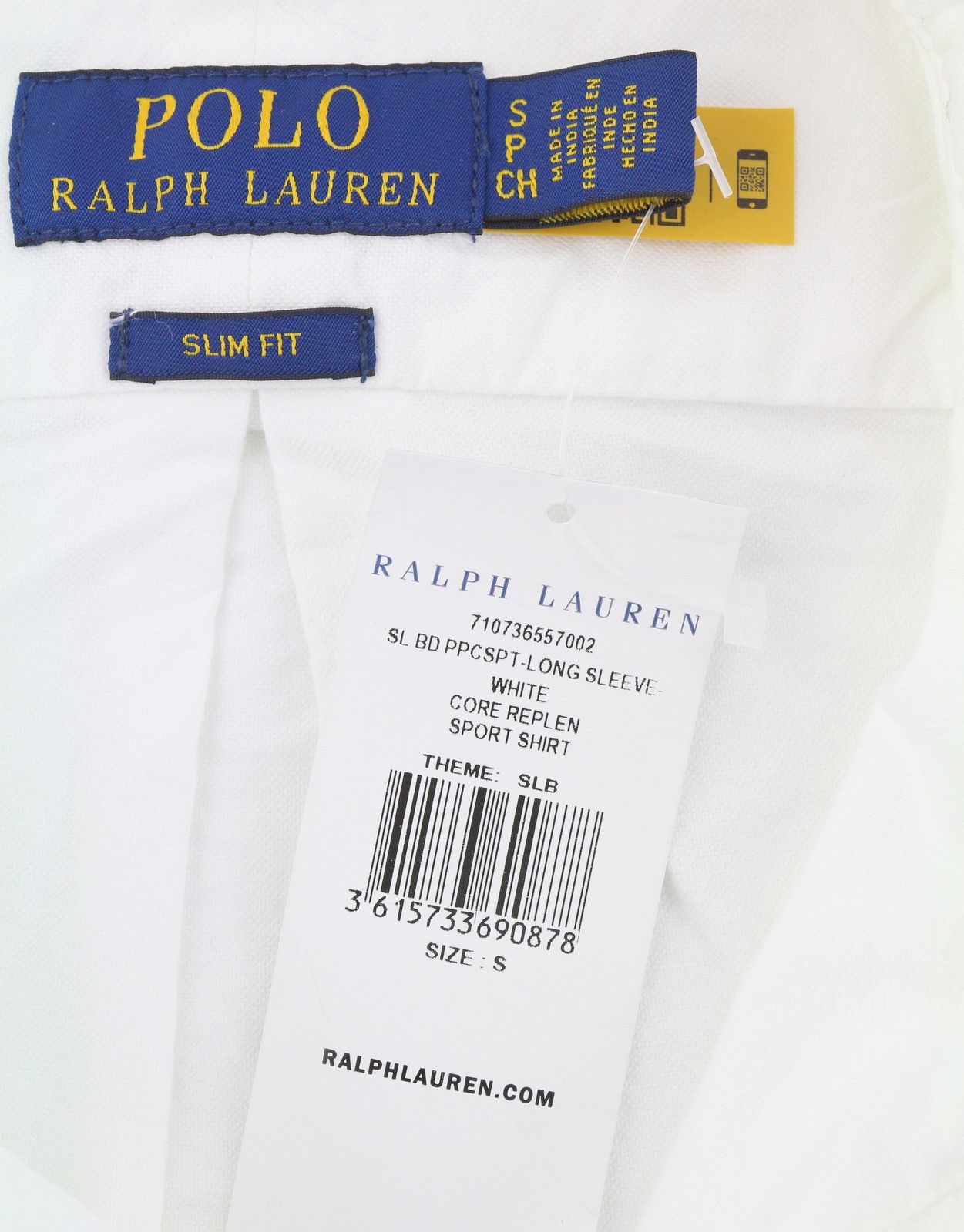 Ralph Lauren CORE REPLEN S White Button-Down Neck Slim Fit 87024 Size US S / EU 44-46 / 1 - 11 Thumbnail