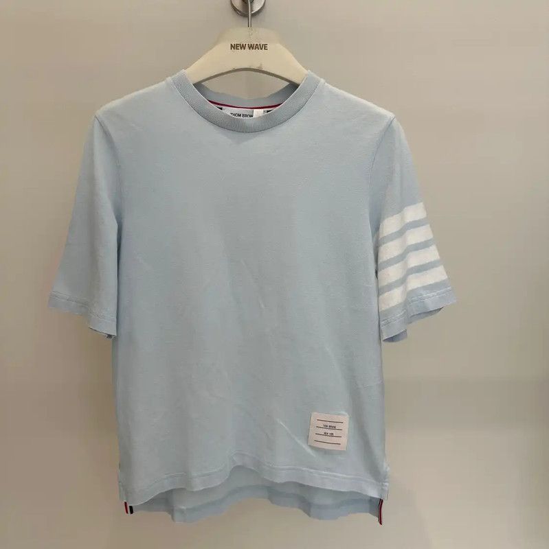 Thom Browne Thom Browne Summer Light Blue Cotton Tee 0089 Size M / US 6-8 / IT 42-44 - 1 Thumbnail