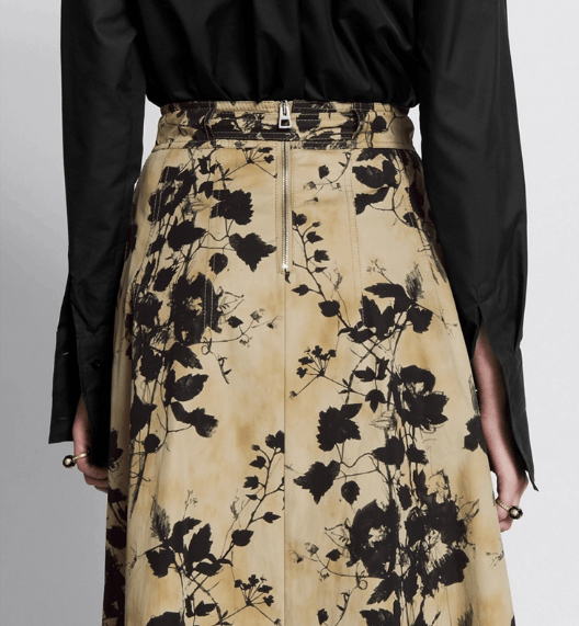 Dior o1w1db11225 427J68 Flared Mid-Length Skirt in Beige/Black Size 30" / US 8 / IT 44 - 6 Thumbnail