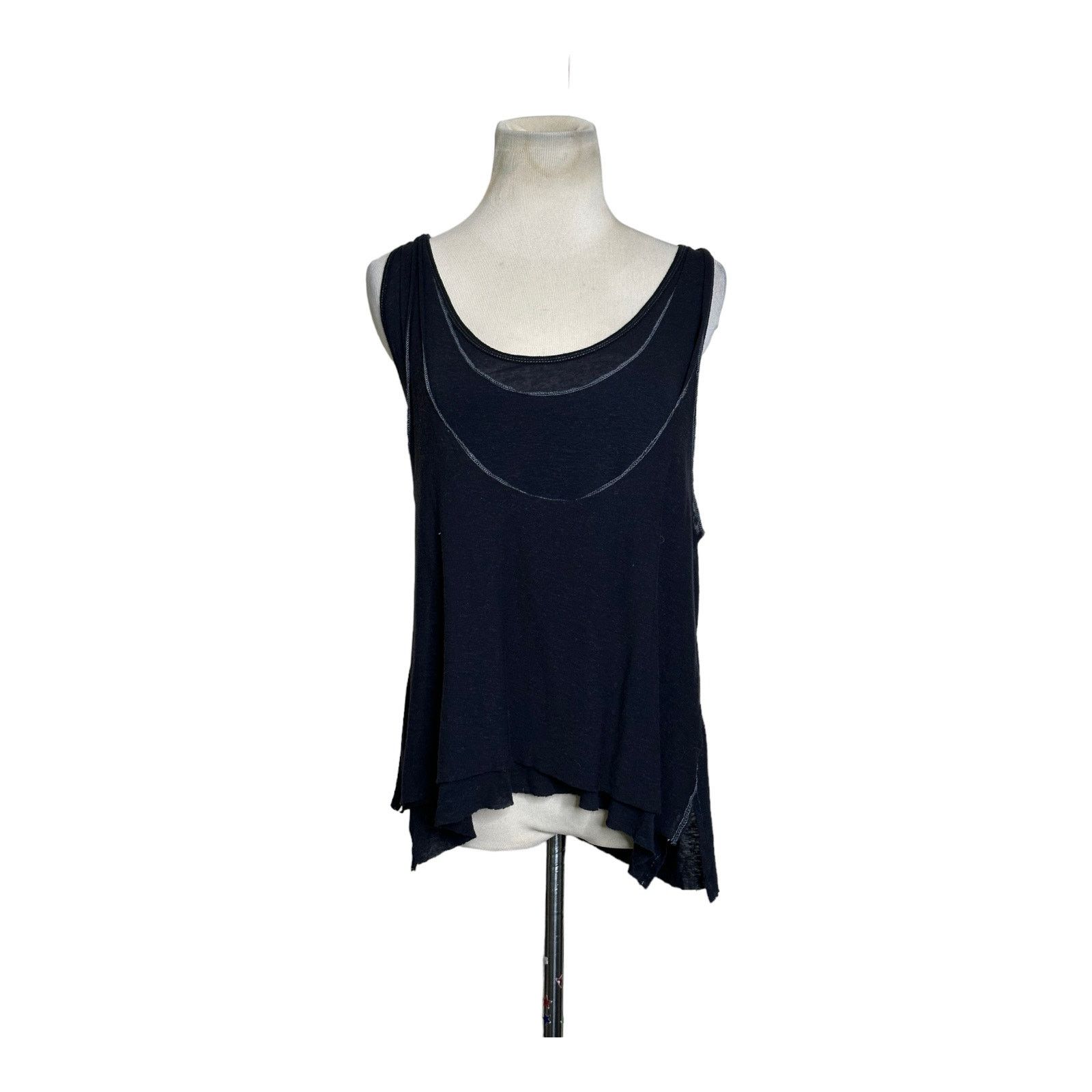 Free People We The Free black overlay racer back tank top size Small Size S / US 4 / IT 40 - 10 Thumbnail