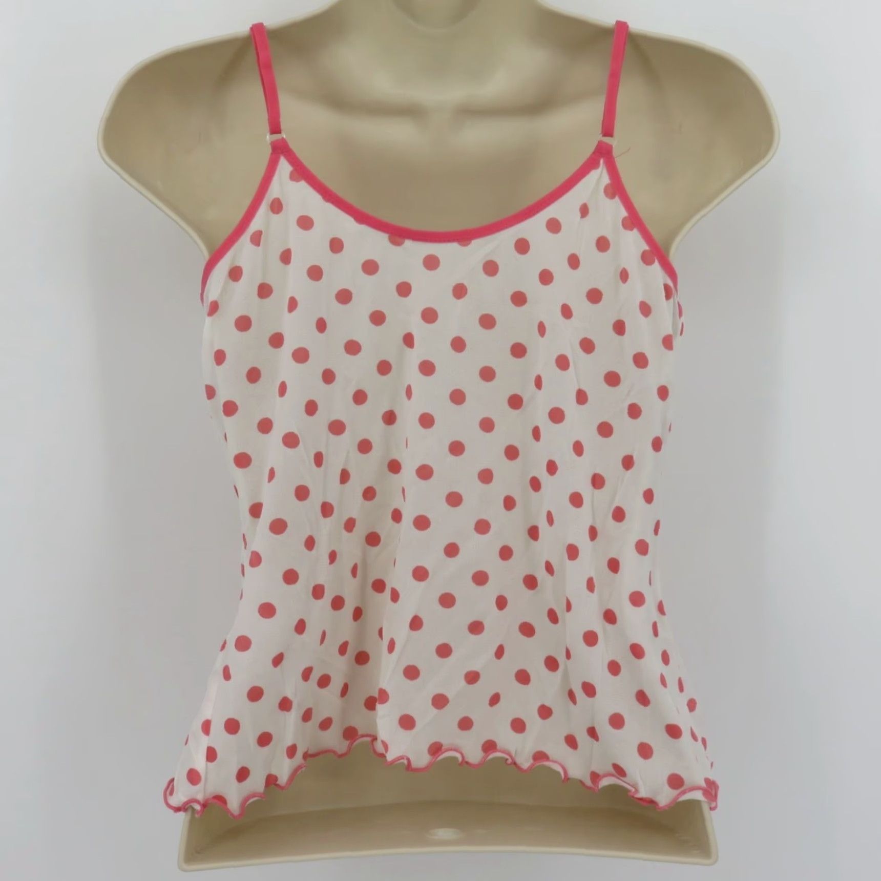Vintage VINTAGE Warner's Camisole Tank Top Women's Large L Pink Polka Dot Ruffle Bow Cami Tank Top Size L / US 10 / IT 46 - 7 Thumbnail