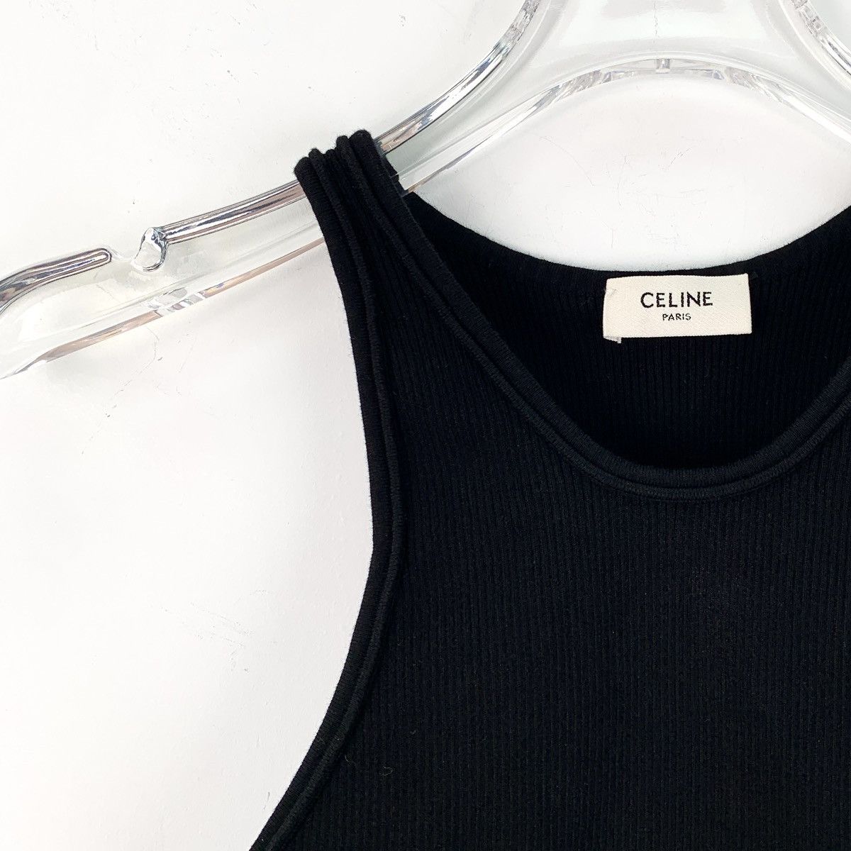 Celine Celine Black Logo Monogram Cotton Knit Tank Top Size XS / US 0-2 / IT 36-38 - 3 Thumbnail