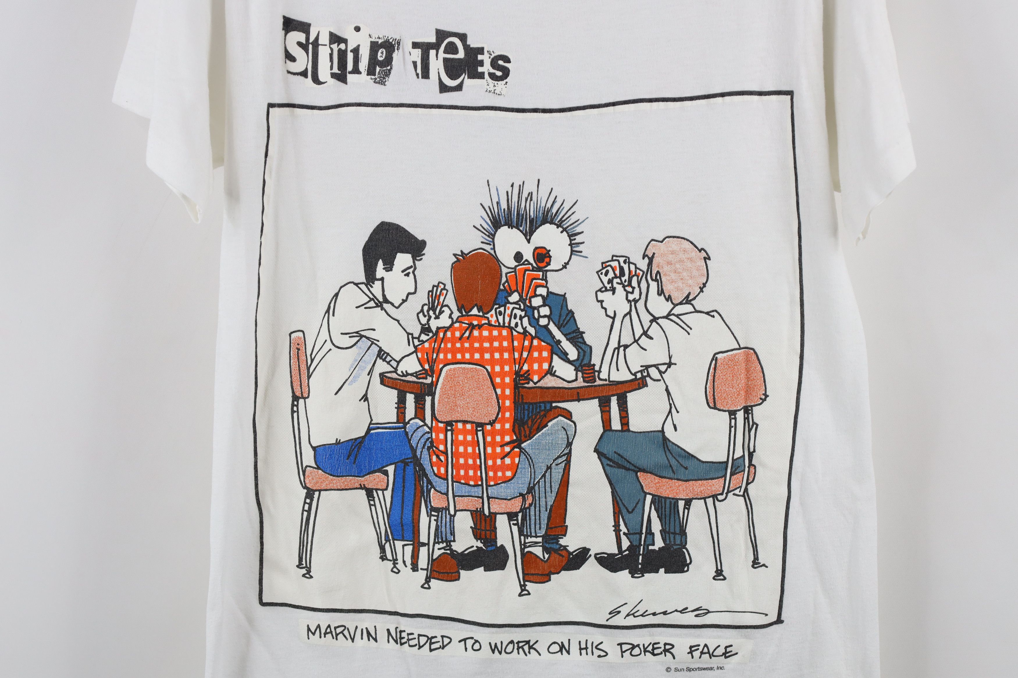Vintage Vintage 80s Streetwear Tees Comic Poker T-Shirt White USA Size US S / EU 44-46 / 1 - 4 Thumbnail