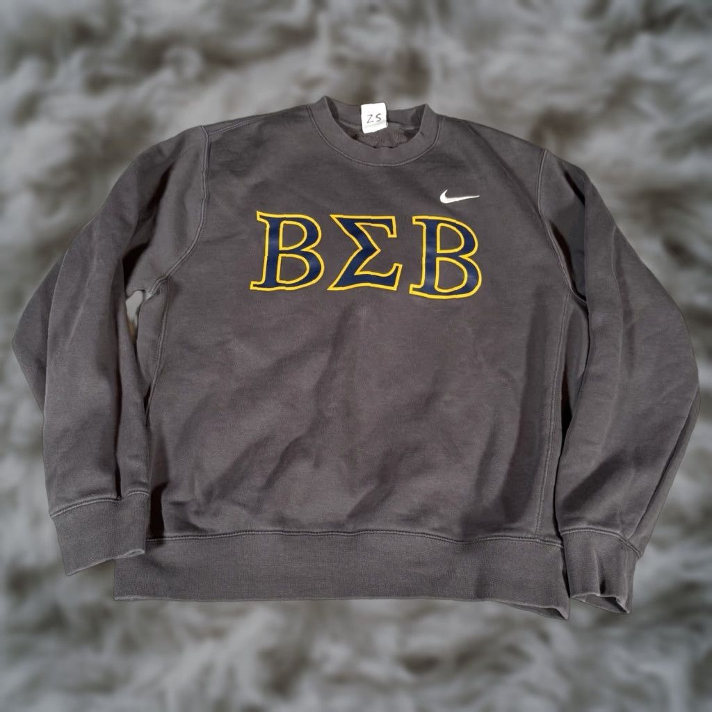 Nike Nike Beta Sigma Beta Fraternity Crewneck Sweatshirt Mens M Gray Graphic Print Size US M / EU 48-50 / 2 - 1 Thumbnail
