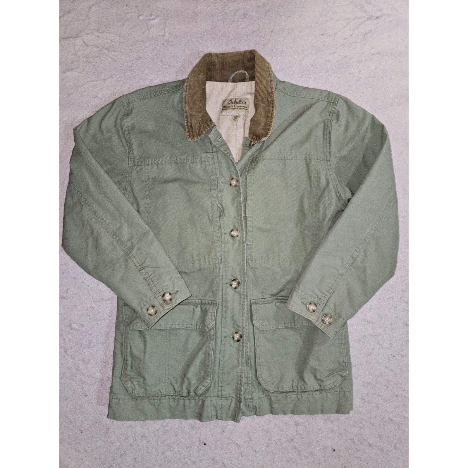 Vintage VINTAGE Cabela's Chore Coat Jacket Womens M Green Canvas Lined Corduroy Collar Size M / US 6-8 / IT 42-44 - 2 Thumbnail
