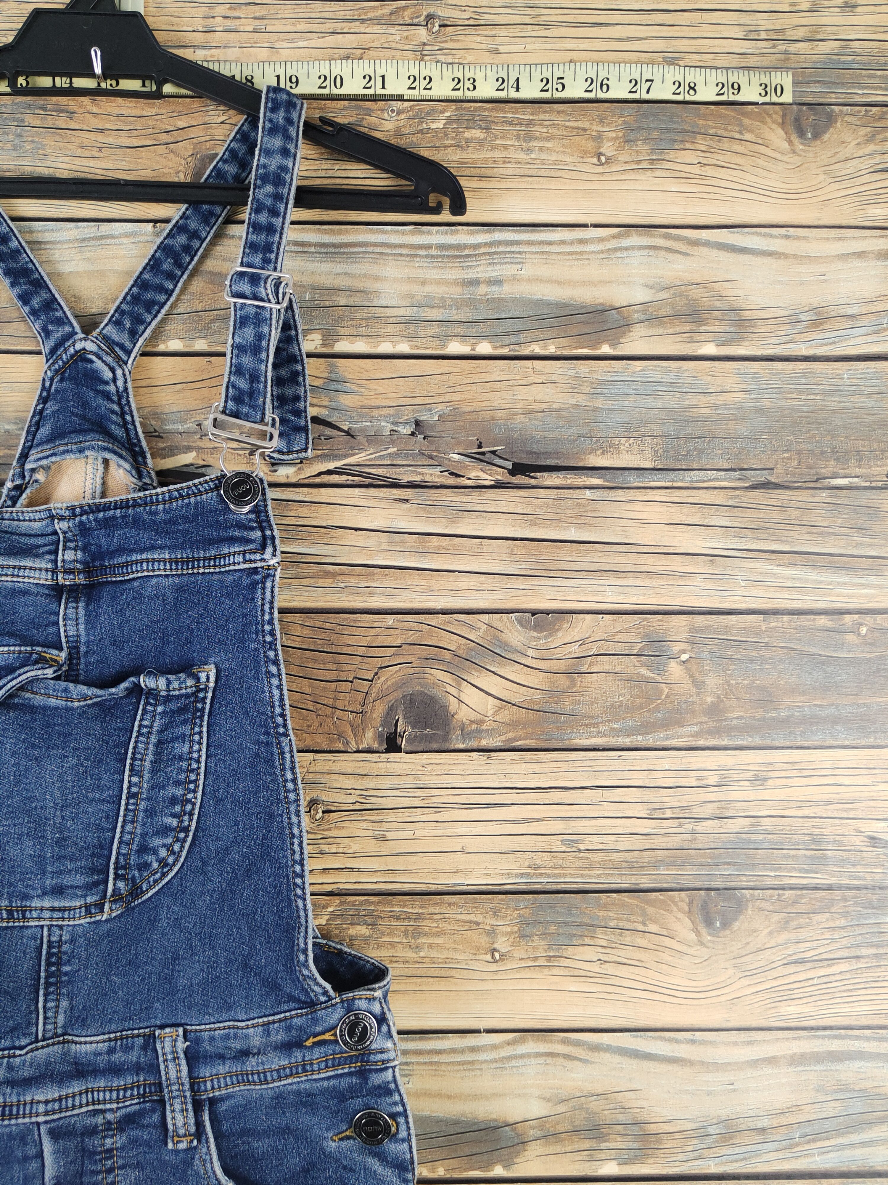 Japanese Brand × Vintage Vintage Nono Dark Blue Adjustable Strap Denim Jumpsuits Size 29" - 4 Thumbnail