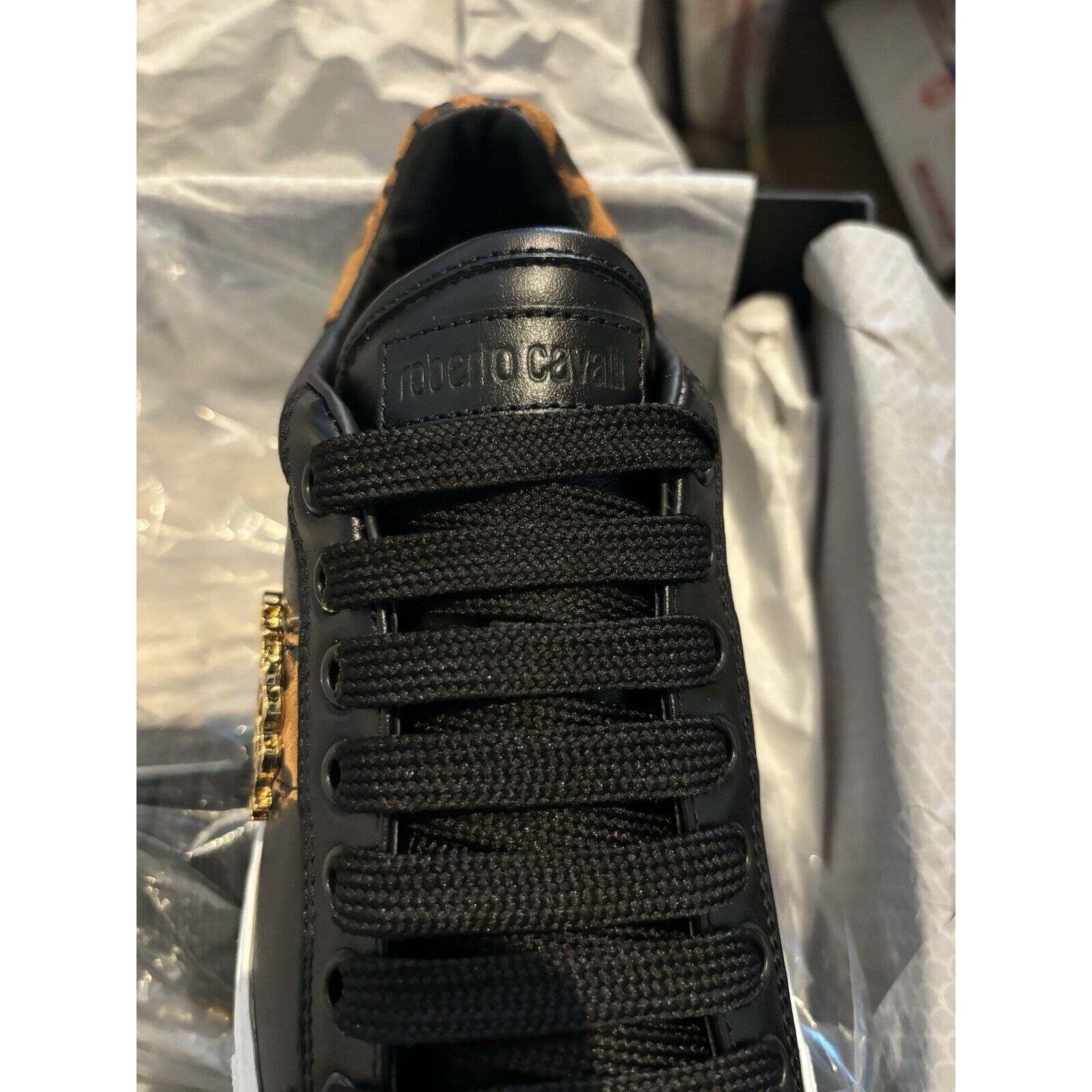Cavalli Class × Just Cavalli × Roberto Cavalli Roberto Cavalli Leopard Print Black Low Sneaker 5.5 NIB $500 Size US 5.5 / IT 35.5 - 17 Thumbnail