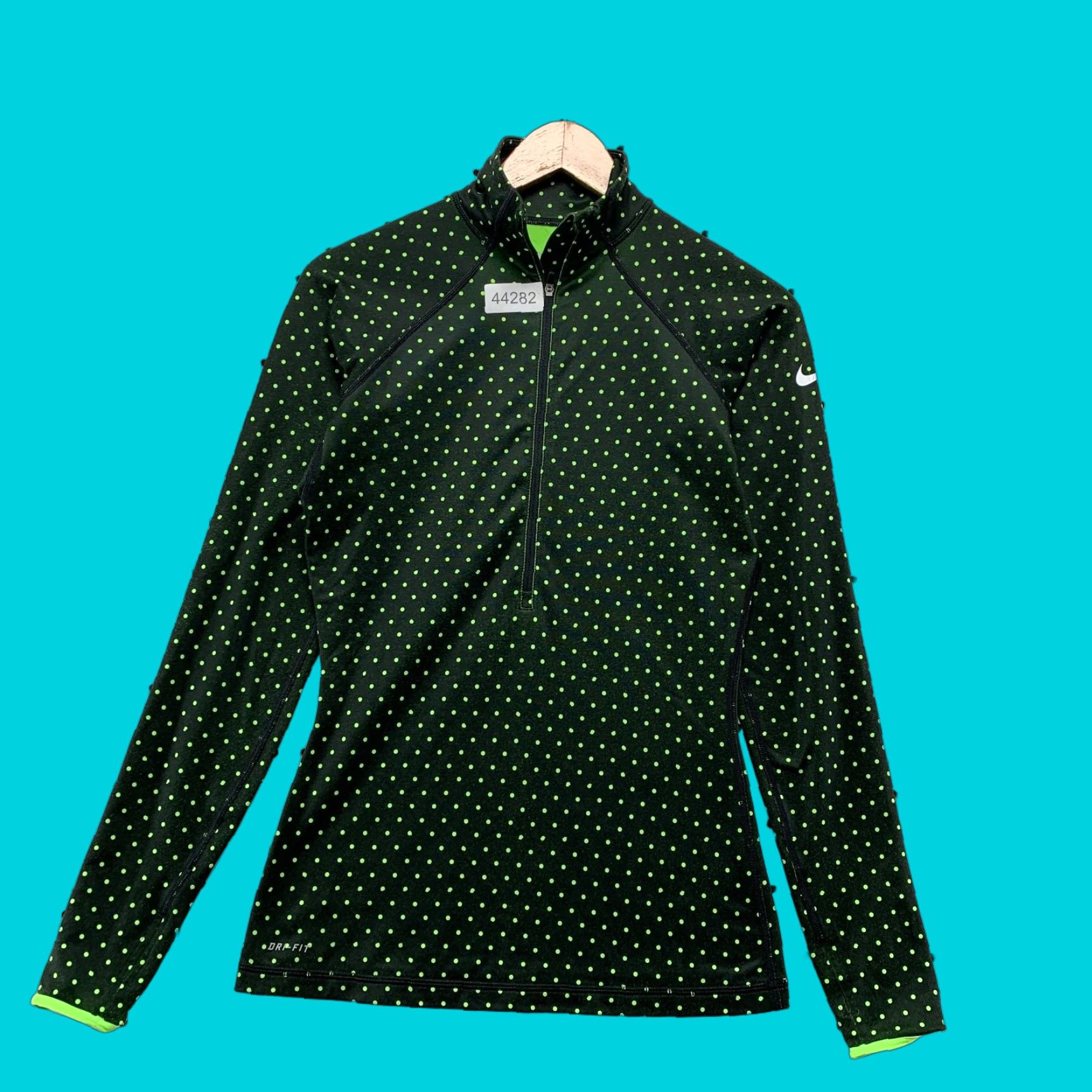 Nike Nike Pro Hyperwarm Womens 1/2 Zip Active Pullover Green Polka Dot Warm Workout Shirt Size M / US 6-8 / IT 42-44 - 1 Thumbnail