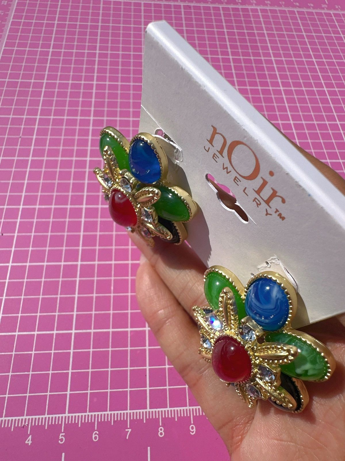 Designer Noir gold tone Multicolor beads Statement Earrings diamond Size ONE SIZE - 7 Thumbnail