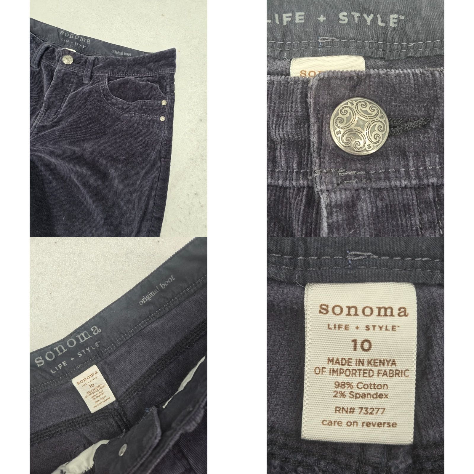 Vintage Sonoma Blue Corduroy Pants Women's 10 Straight Leg Flat Front Zip Button Pockets 30in Inseam Regular Rise Vintage: No Size 32" / US 10 / IT 46 - 8 Thumbnail