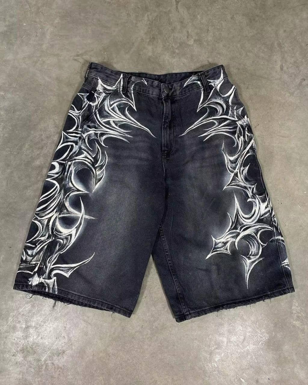 Japanese Brand × Vintage geometric print denim shorts Size US 36 / EU 52 - 1 Thumbnail