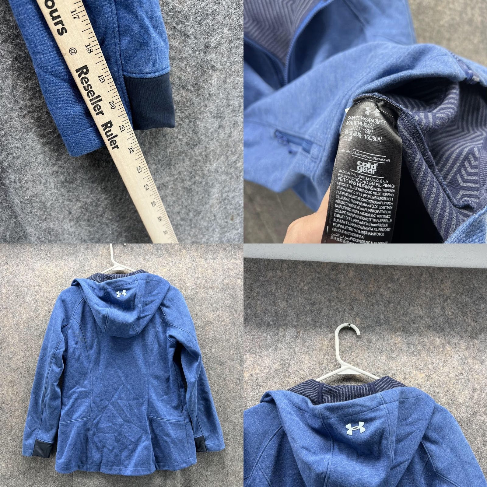 Under Armour VINTAGE Under Armour Sweater Shirt Womens Small Full Zip Hooded Fleece Logo Blue Size S / US 4 / IT 40 - 8 Thumbnail