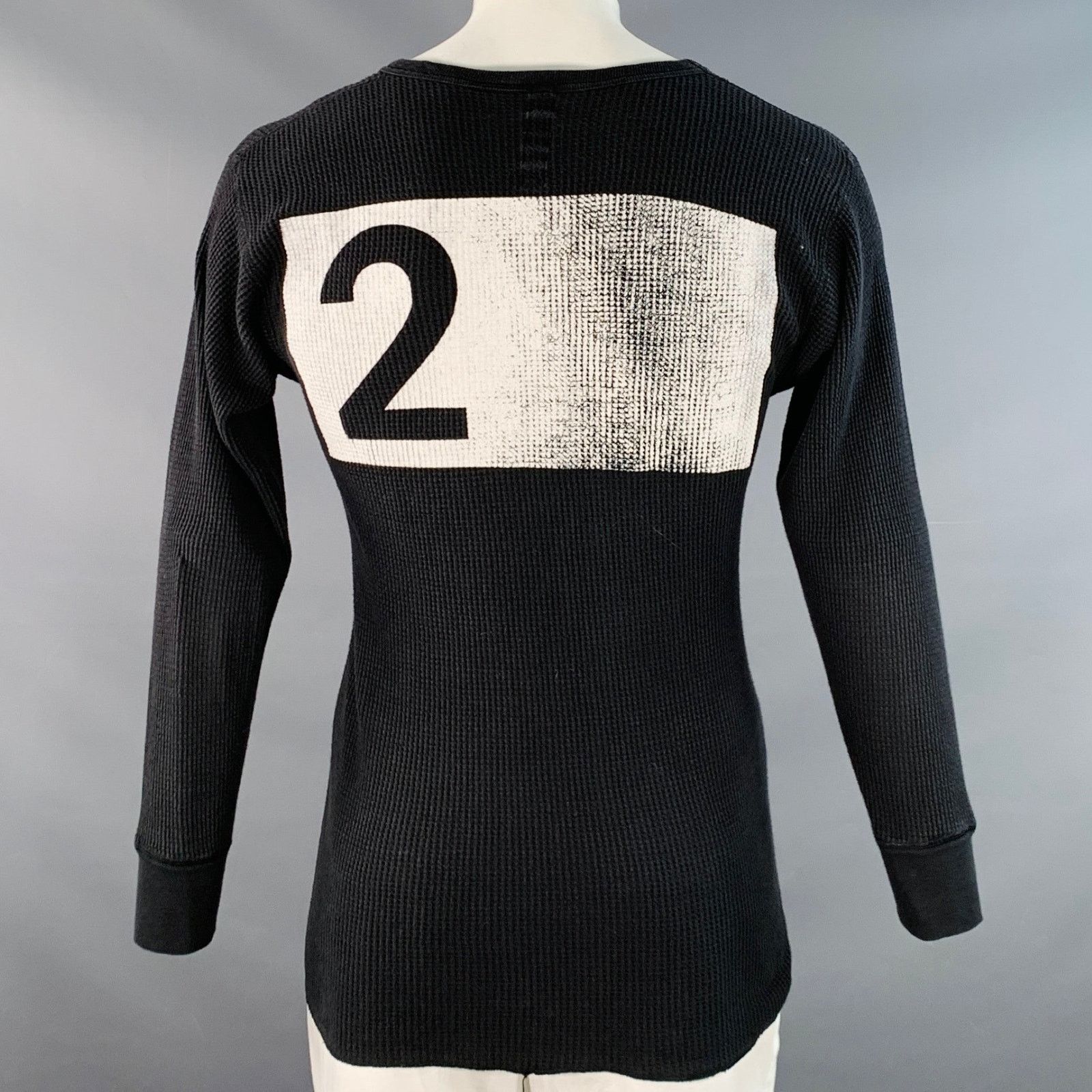 Nice Collective Size L Black White Waffle Knit Cotton Long Sleeve Pullover Size US L / EU 52-54 / 3 - 3 Thumbnail